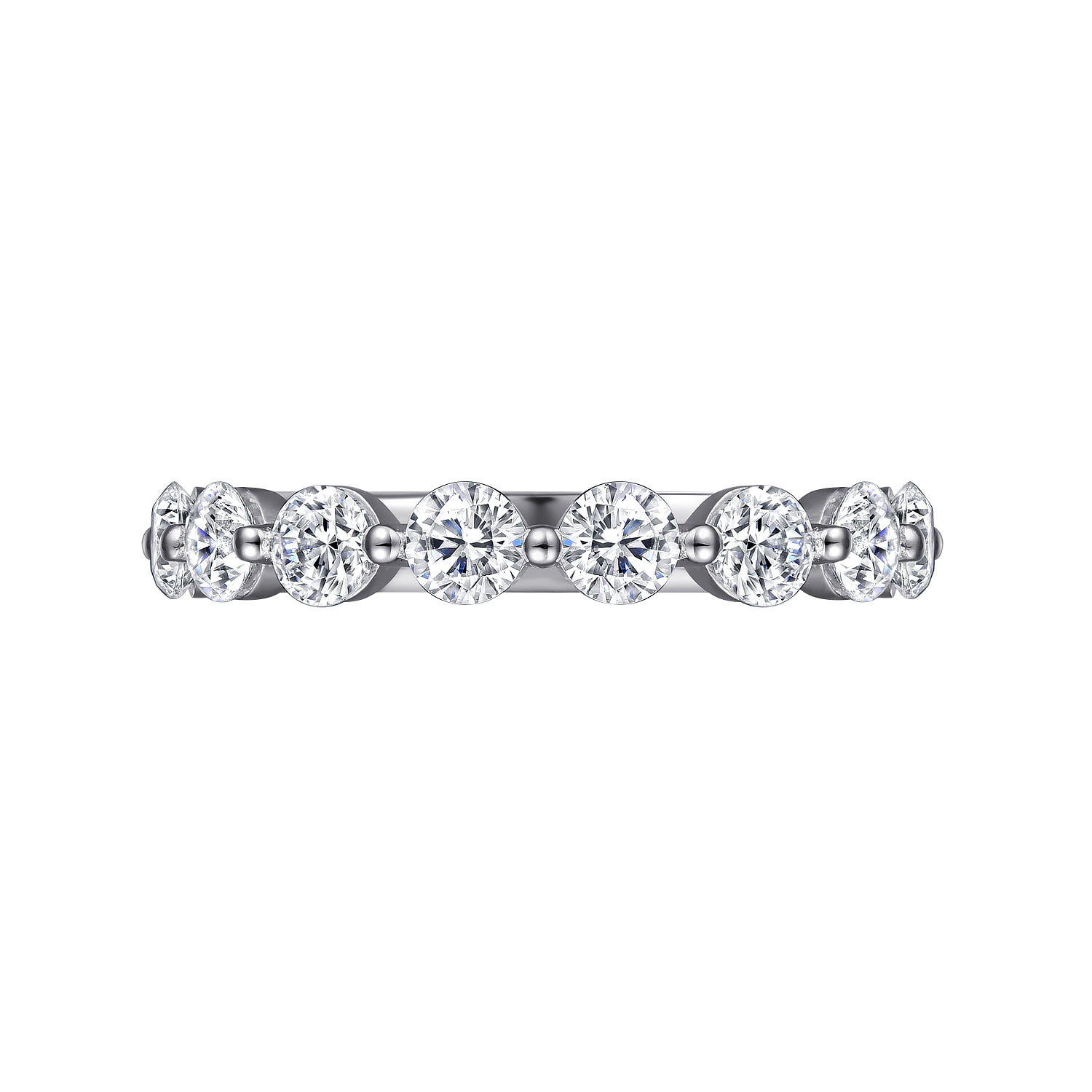 Single Prong Diamond Anniversary Band in 14K White Gold, photograph 6
