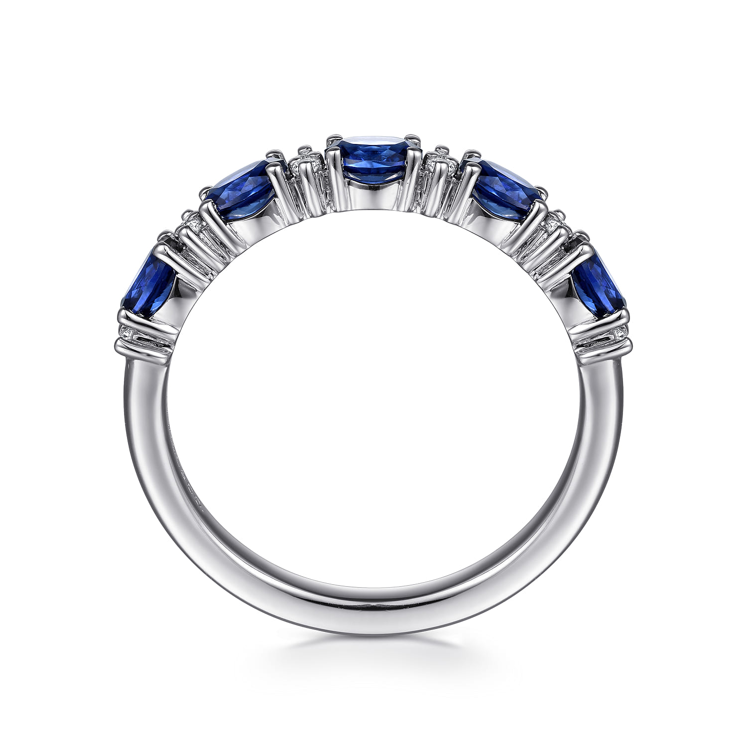 Oval Sapphire and Diamond Anniversary Band in Platinum, photograph 2