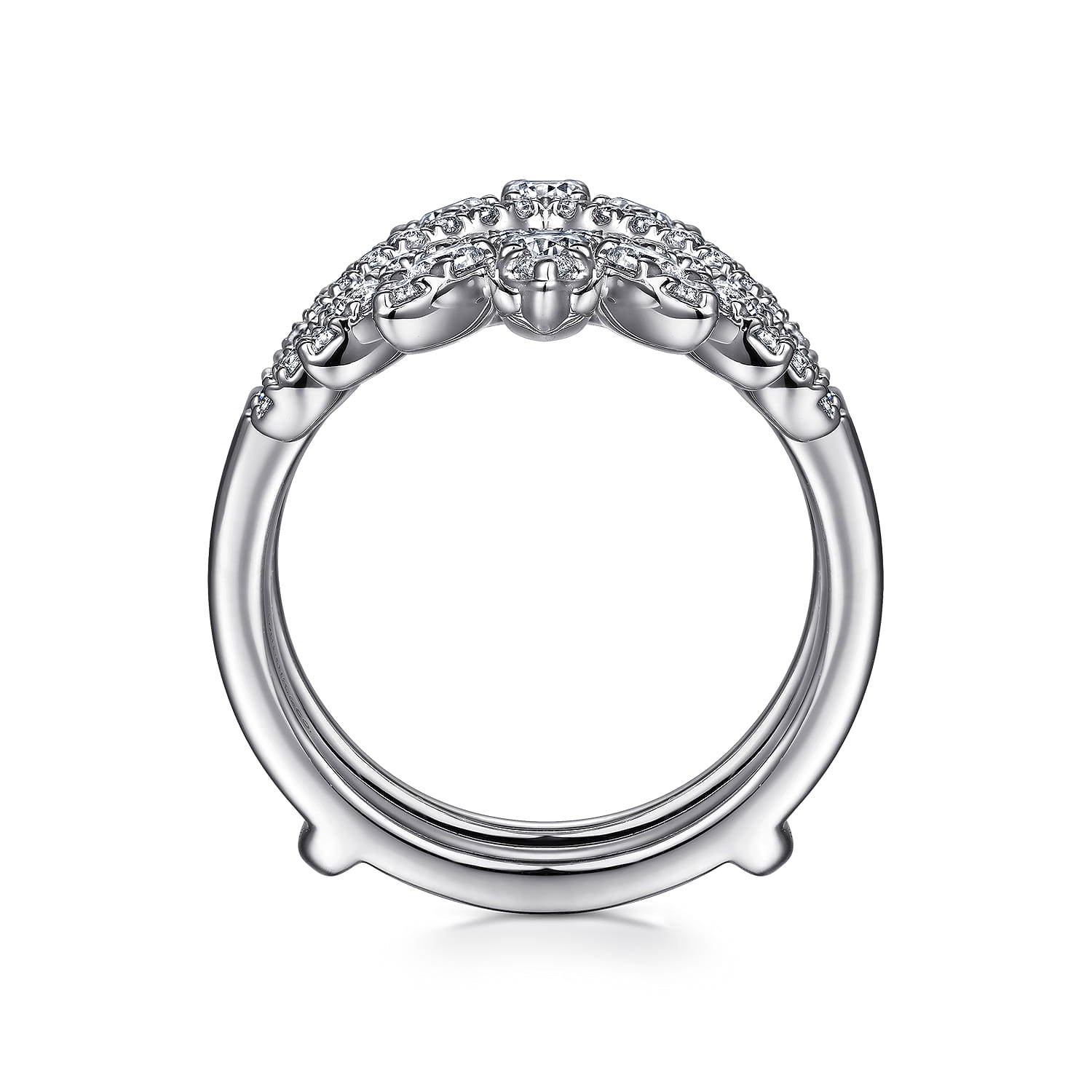 Wide Bursting Chevron Diamond Ring Enhancer in 14K White Gold, photograph 2