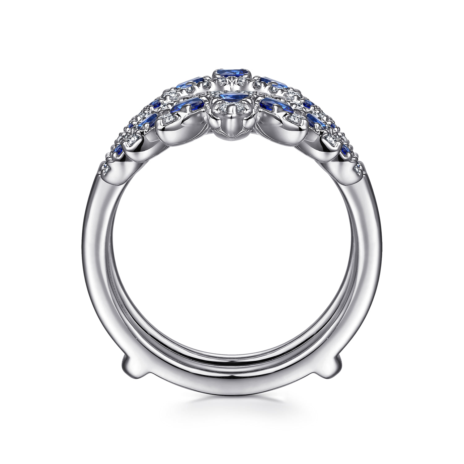 Prong Set Bursting Chevron Sapphire and Diamond Ring Enhancer in 14K White Gold, photograph 2