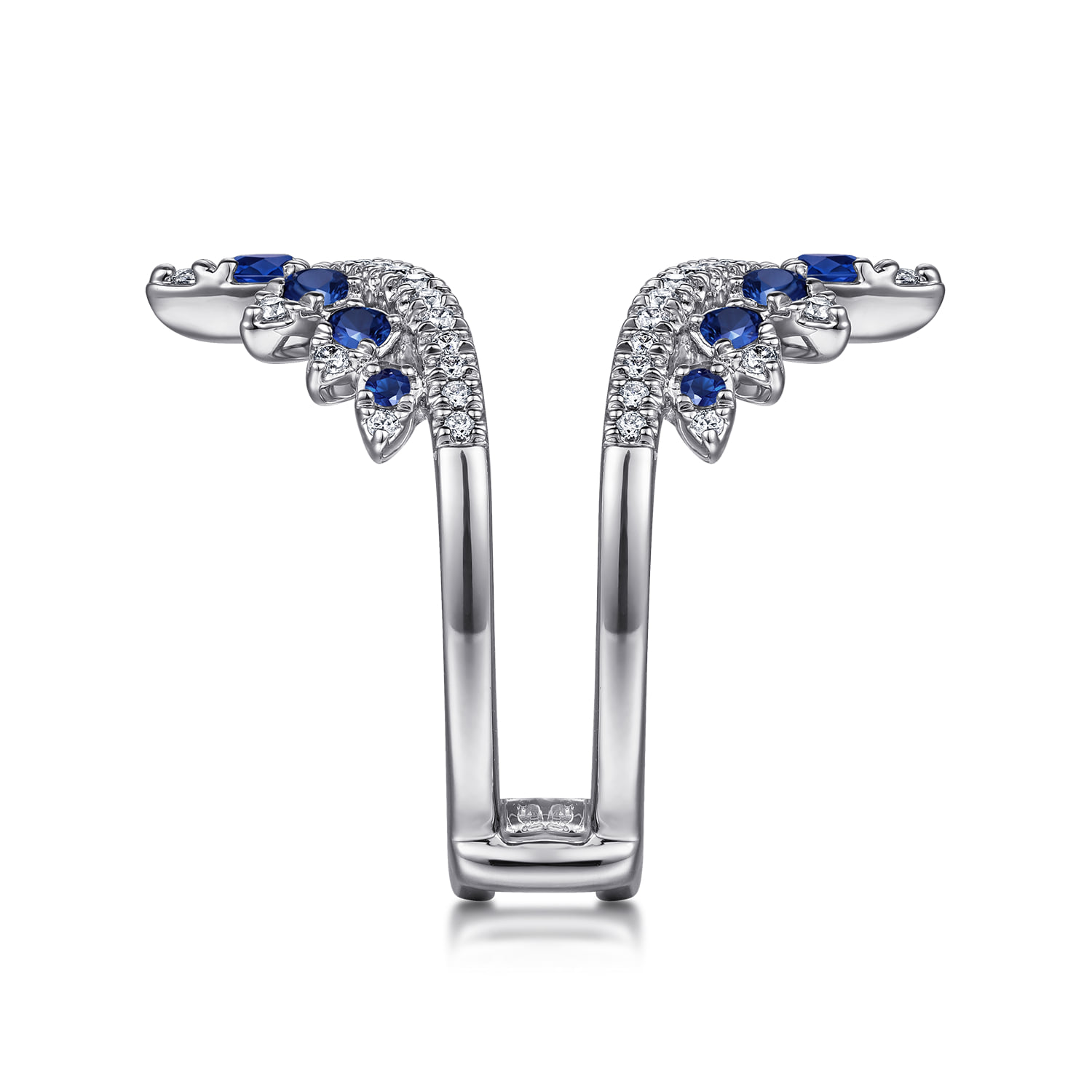 Prong Set Bursting Chevron Sapphire and Diamond Ring Enhancer in 14K White Gold, photograph 5