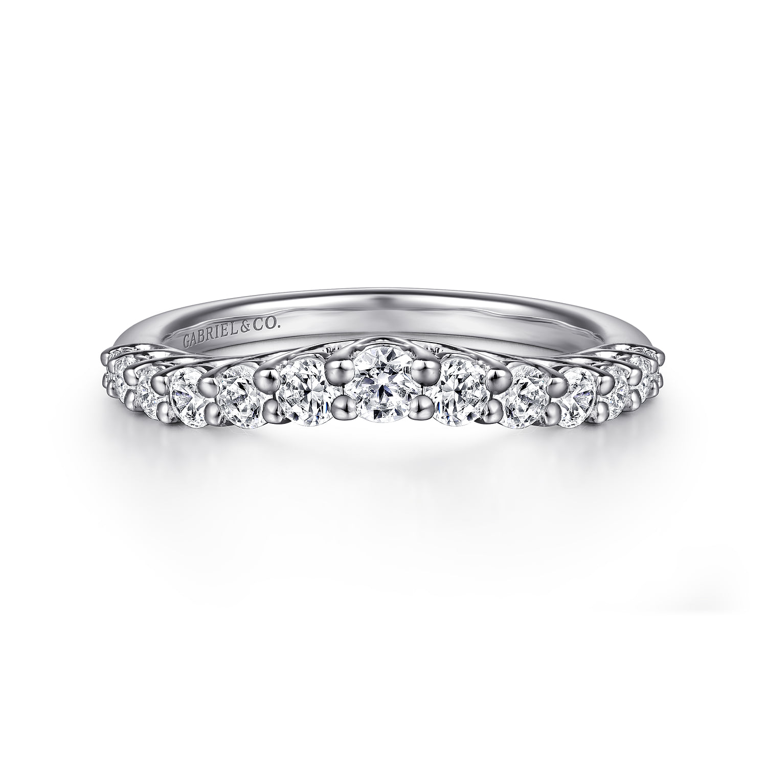 Curved Shared Prong Diamond Wedding Band