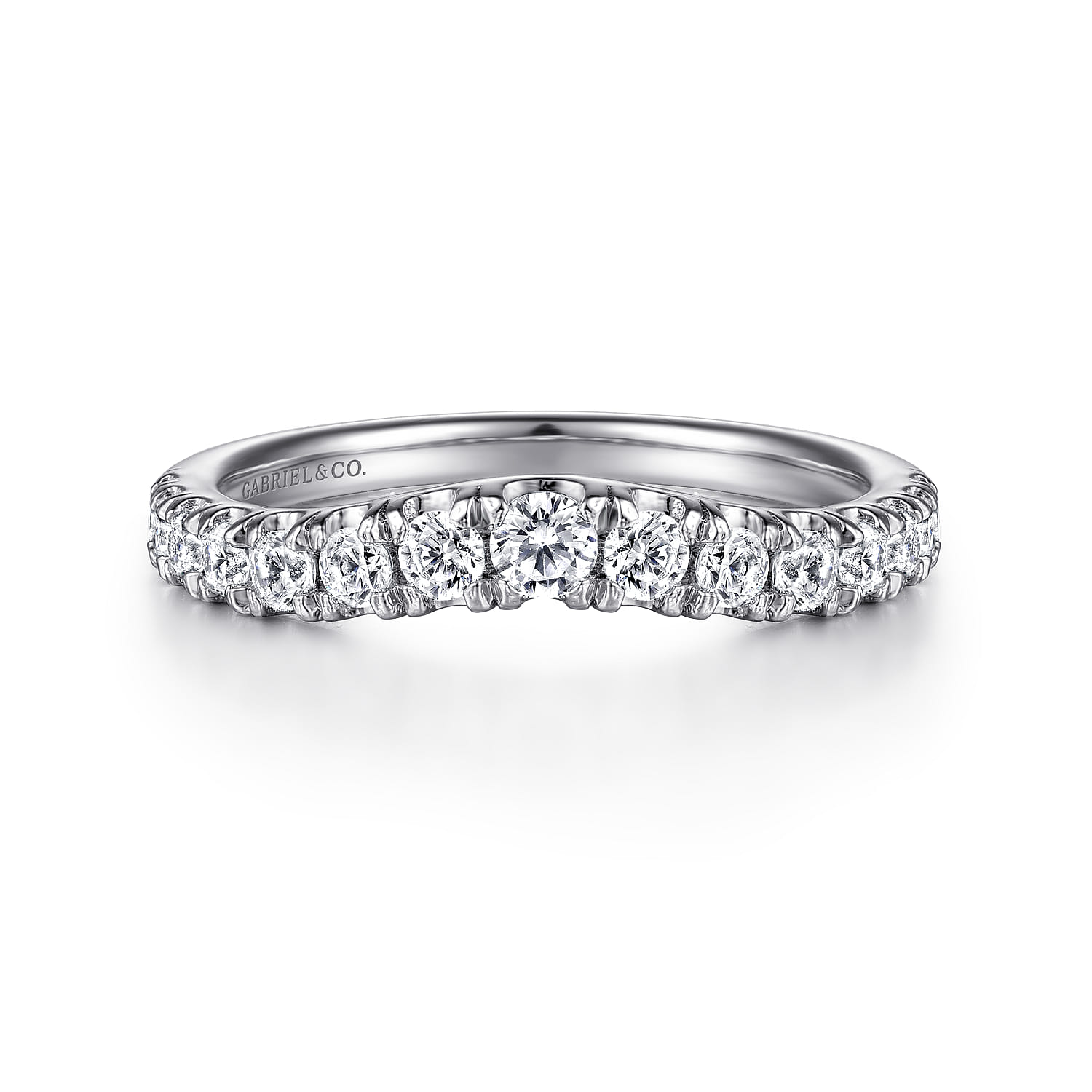 Curved French Pave Diamond Wedding Band