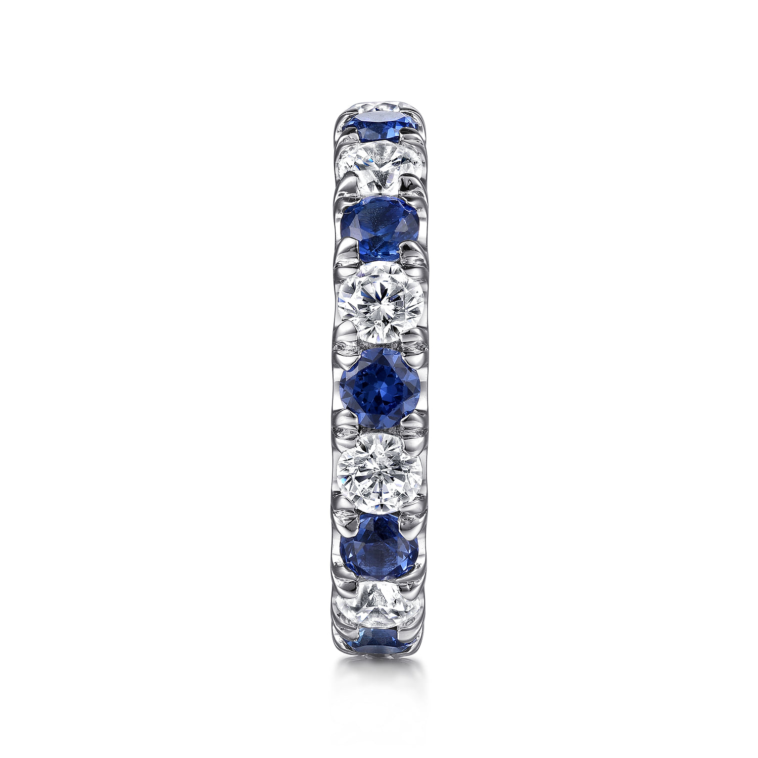 French Pave Set Sapphire and Diamond Eternity Band in 14K White Gold, photograph 4