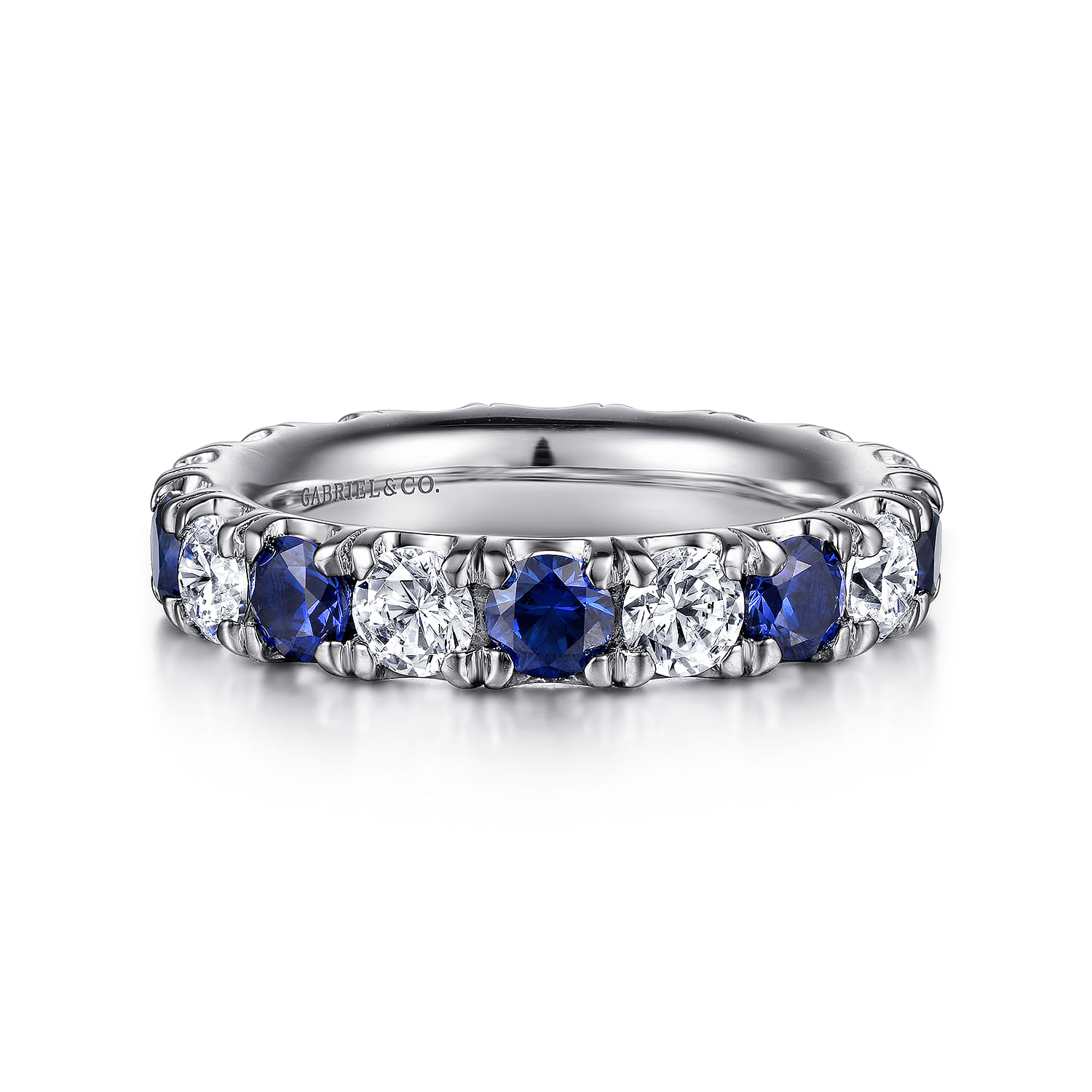 French Pave Set Sapphire and Diamond Eternity Band