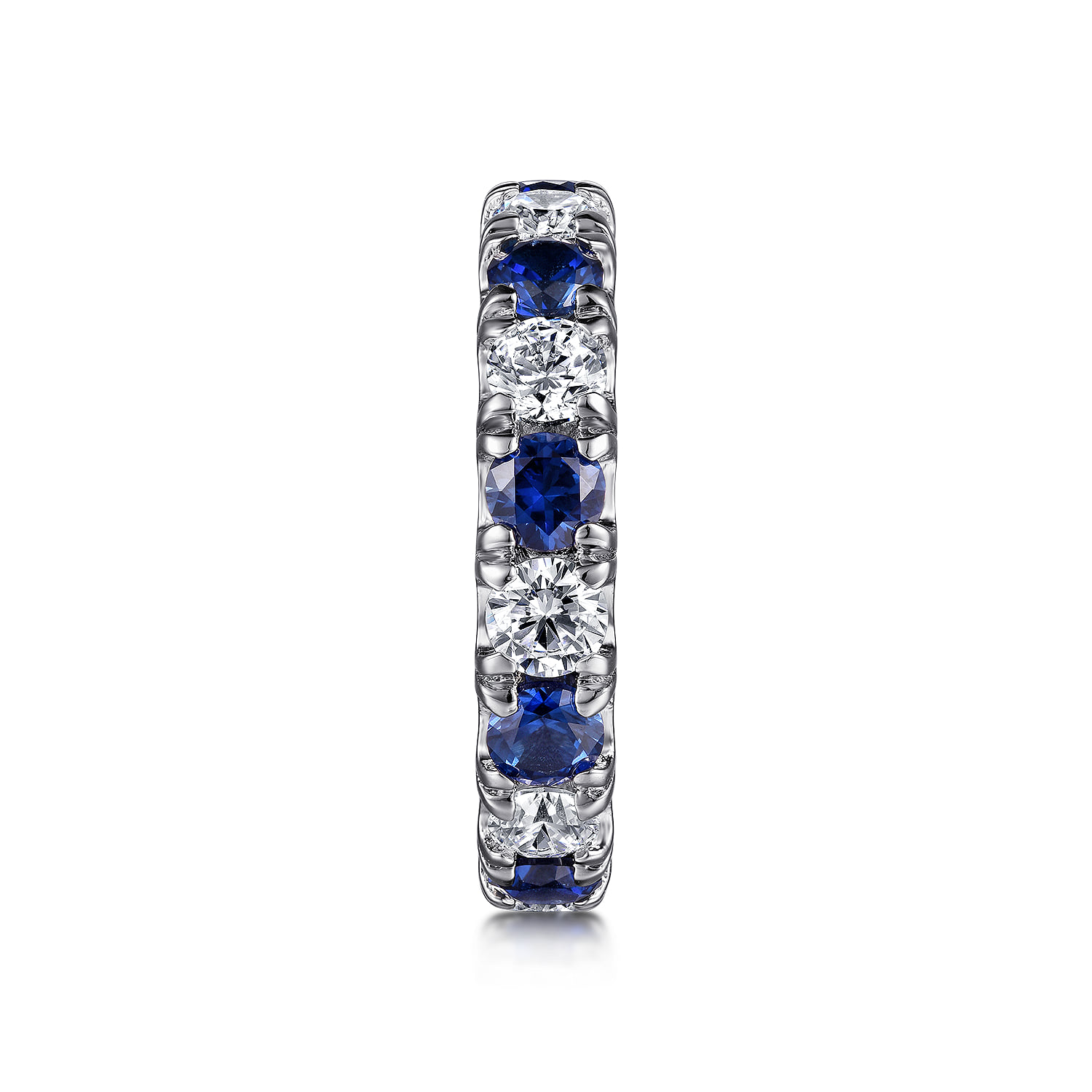 French Pave Set Sapphire and Diamond Eternity Band in 14K White Gold, photograph 4