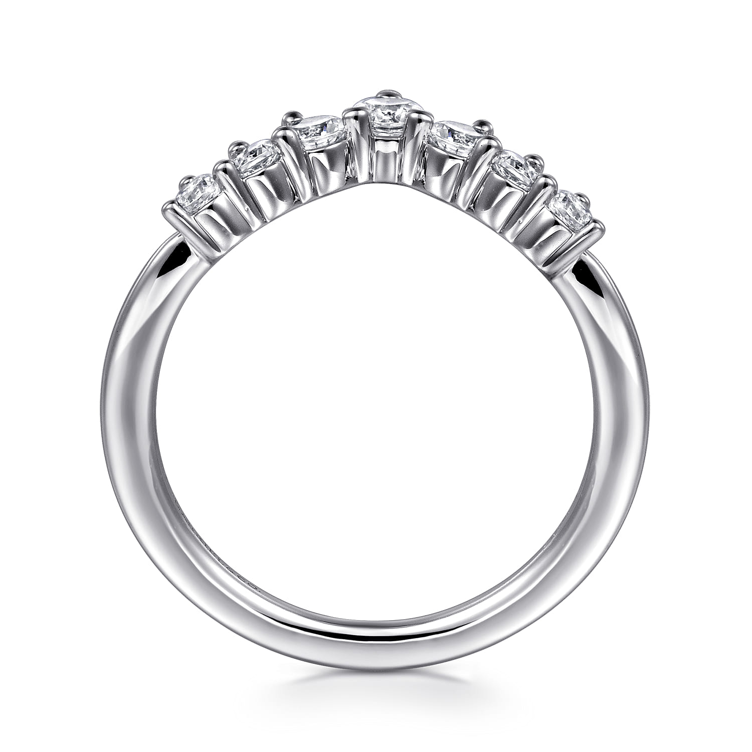 Curved-Diamond Anniversary Band in 14K White Gold, photograph 2