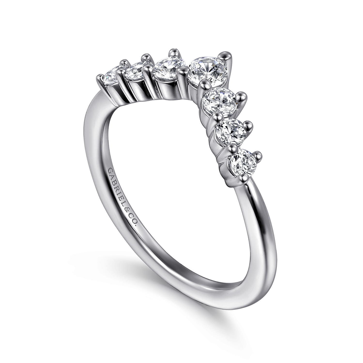 Curved-Diamond Anniversary Band in 14K White Gold, photograph 3