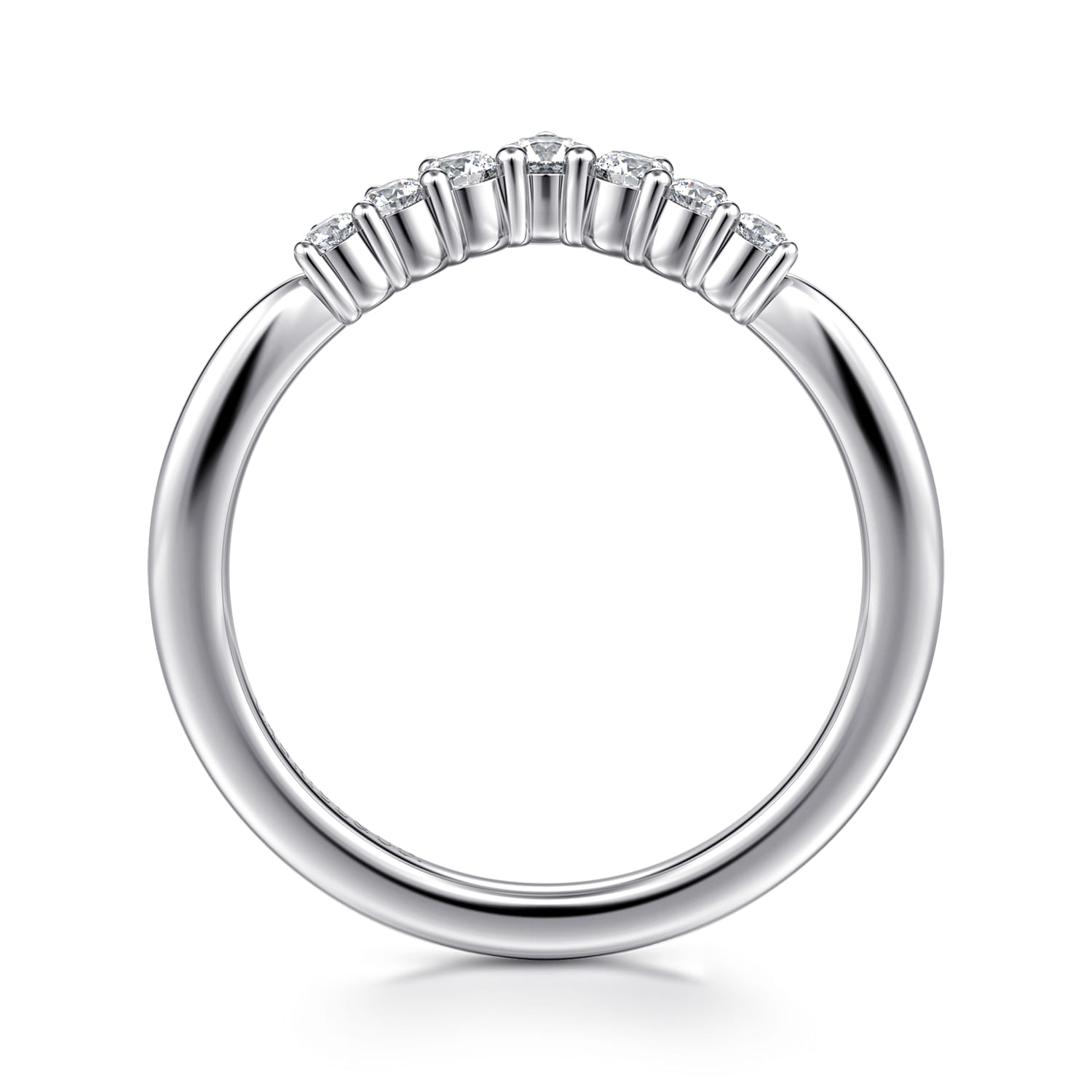 Curved-Diamond Anniversary Band in 14K White Gold, photograph 2