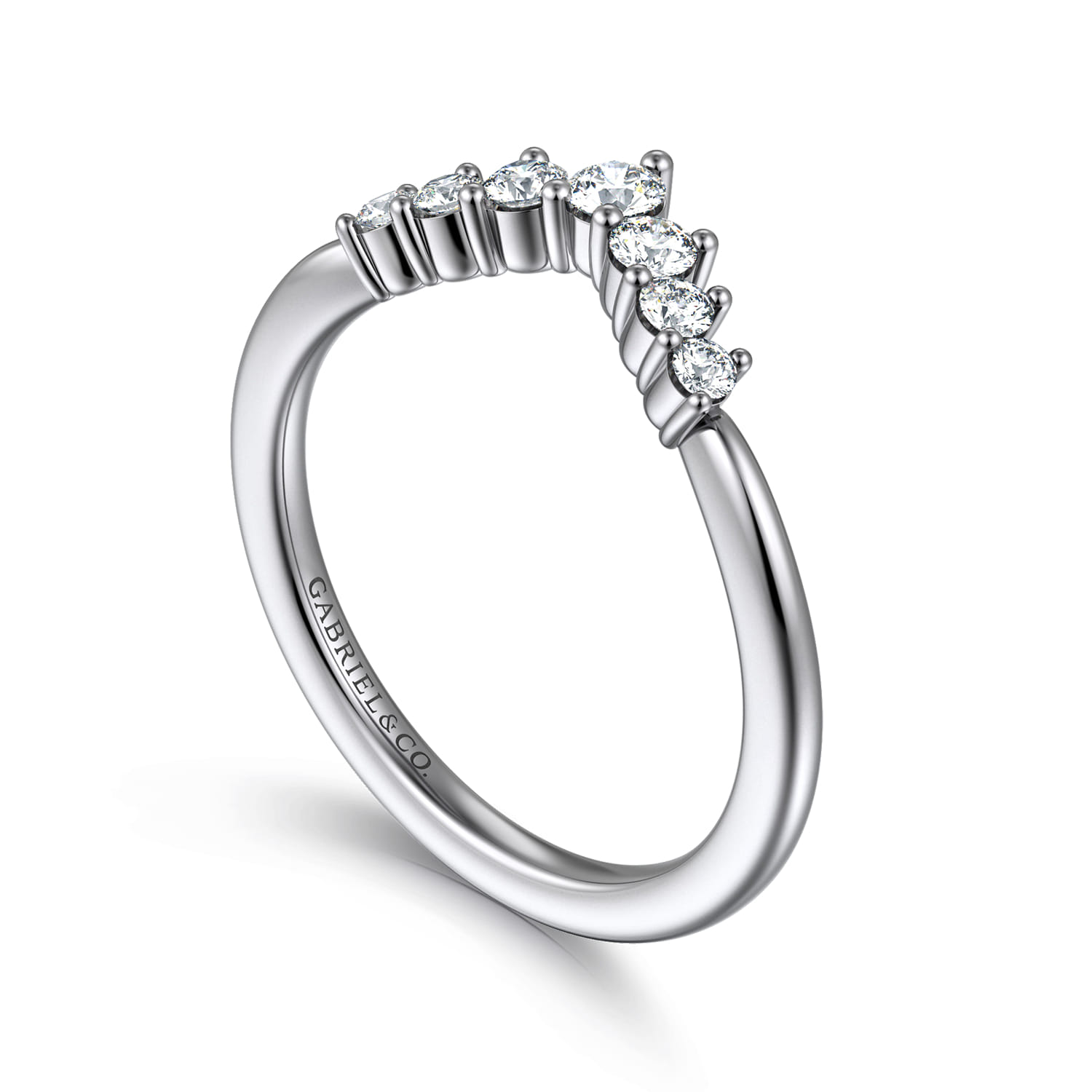 Curved-Diamond Anniversary Band in 14K White Gold, photograph 3