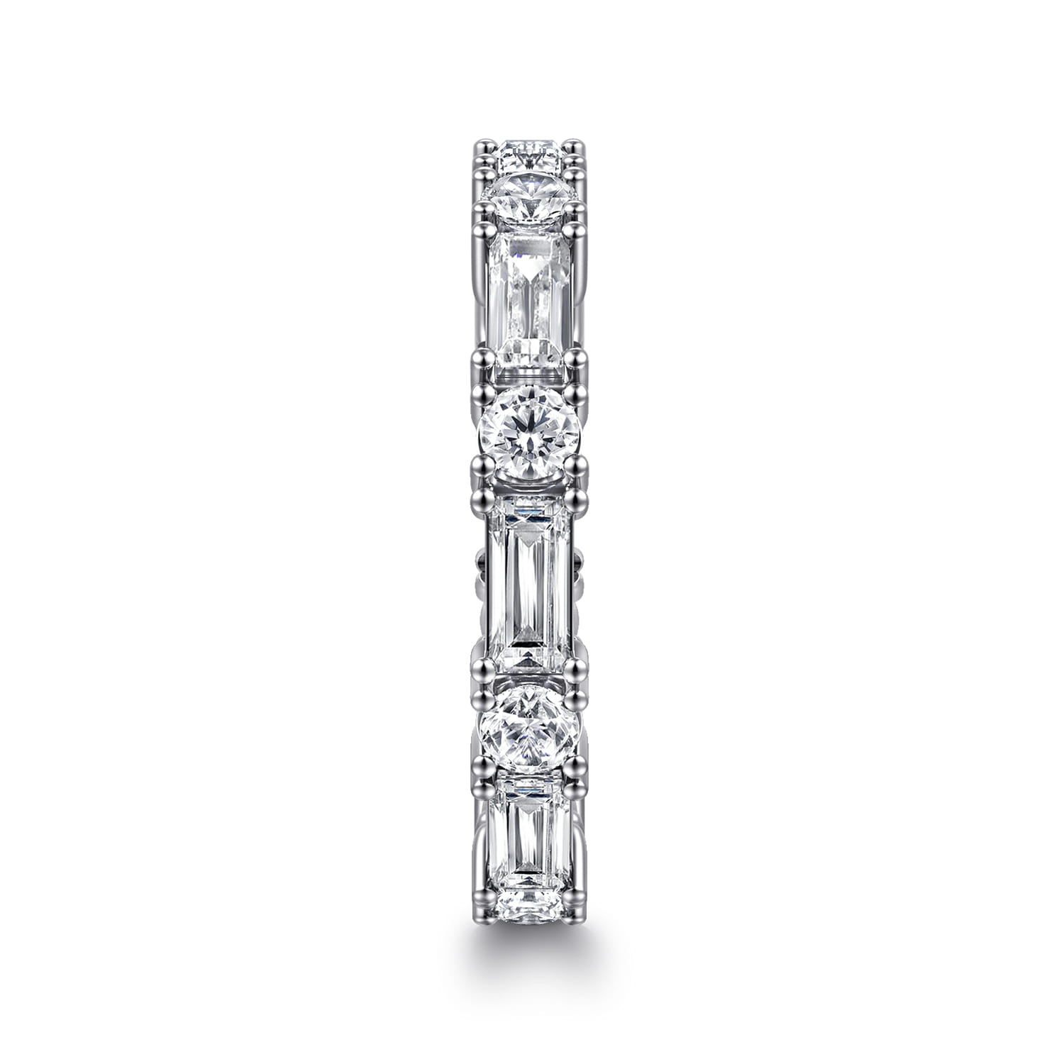 Baguette and Diamond Anniversary Band in 14K White Gold, photograph 4