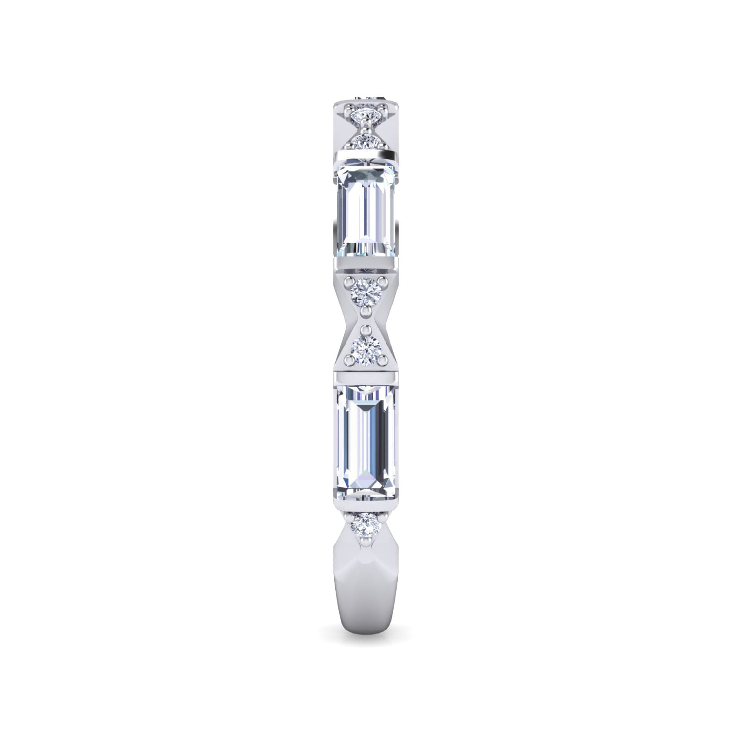 Bar Set Baguette and Diamond Anniversary Band in 14K White Gold, photograph 4