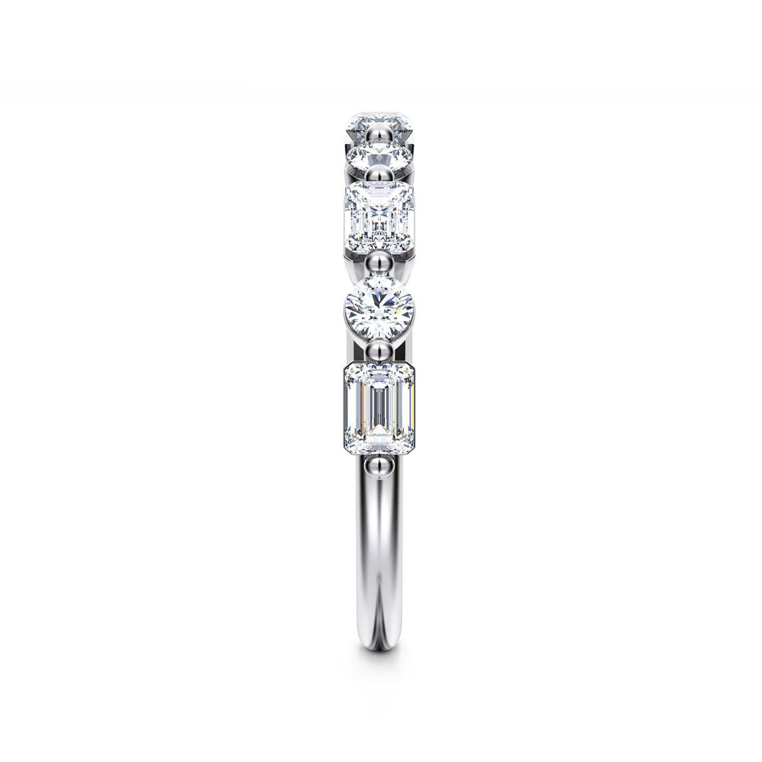 Baguette and Diamond Anniversary Band in 14K White Gold, photograph 4