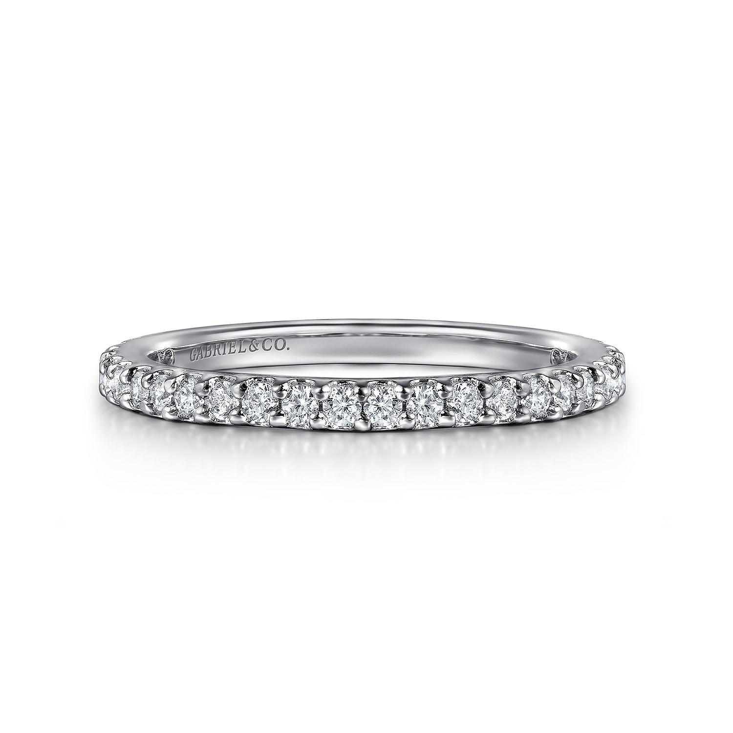 French Pave Set Diamond Eternity Band in 14K White Gold