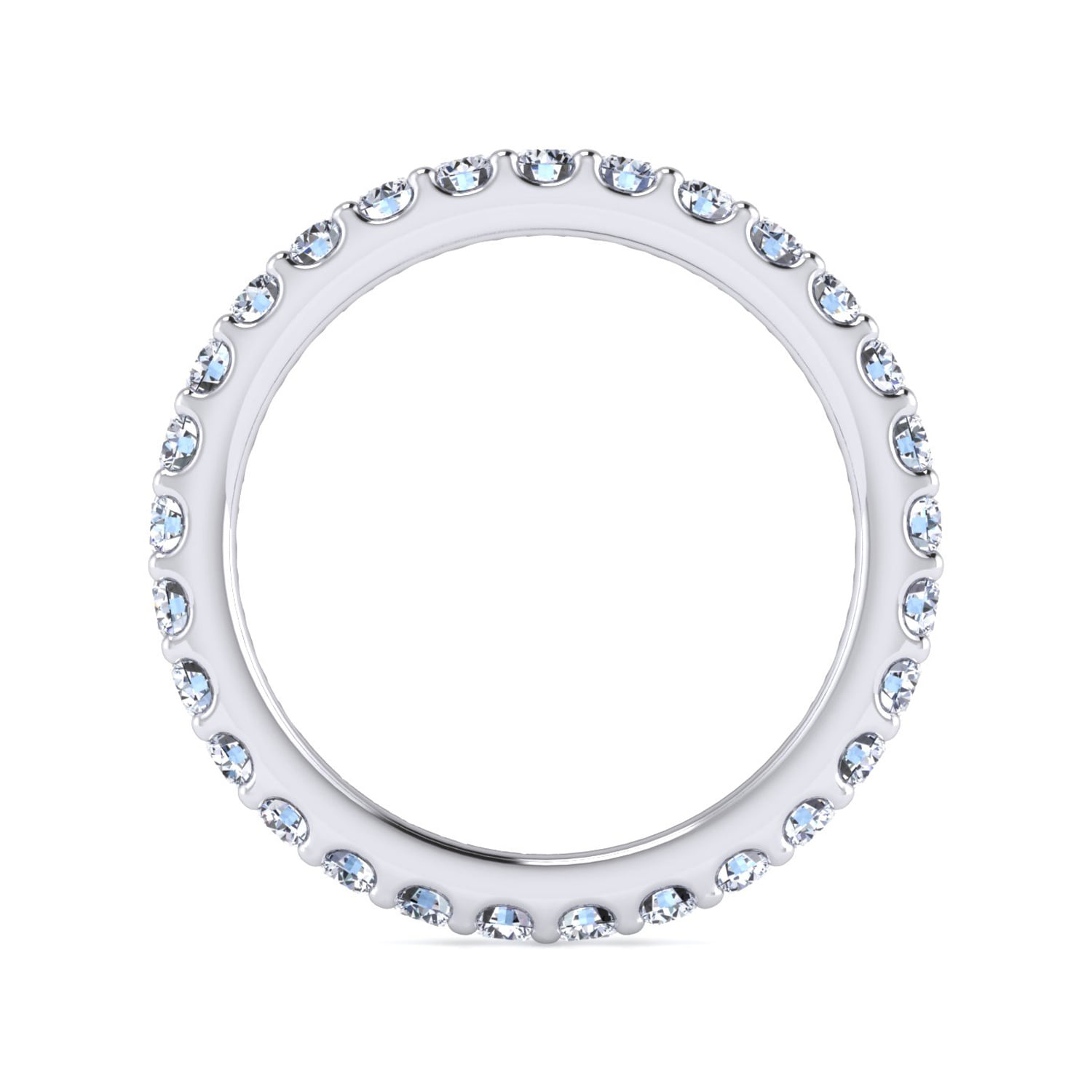 French Pave Set Diamond Eternity Band in 14K White Gold, photograph 2