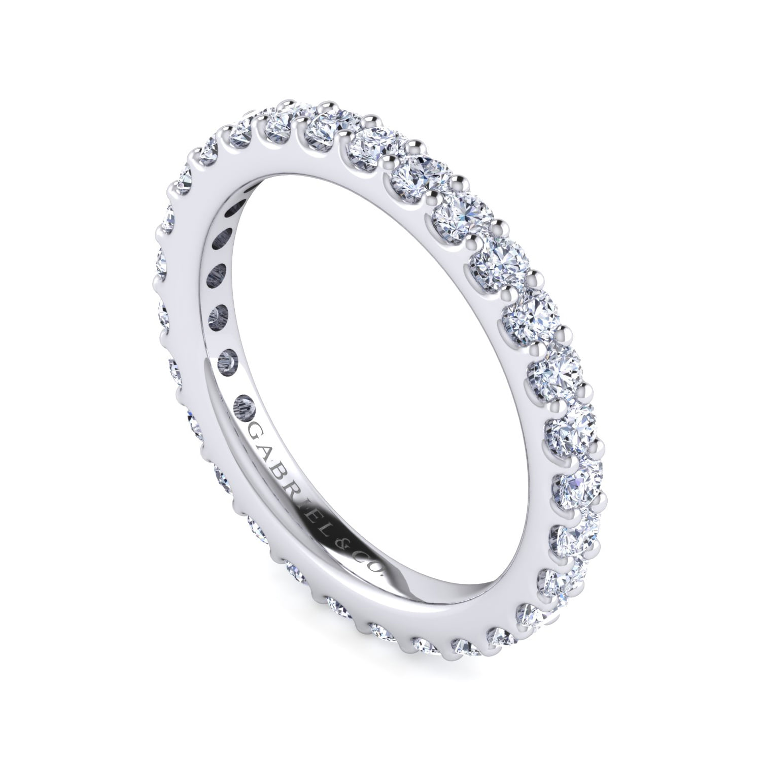 French Pave Set Diamond Eternity Band in 14K White Gold, photograph 3