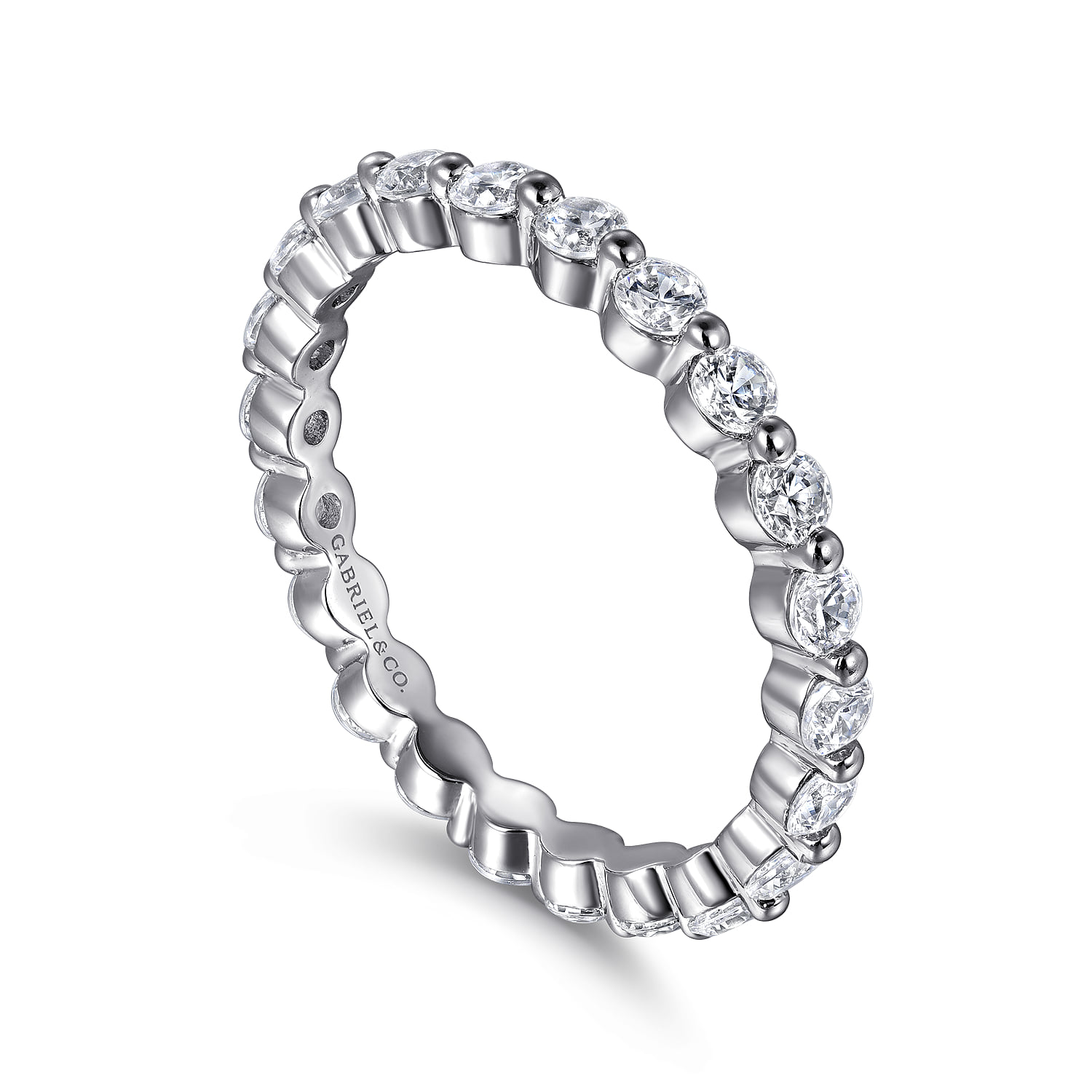 Single Prong Diamond Eternity Band in 14K White Gold, photograph 3
