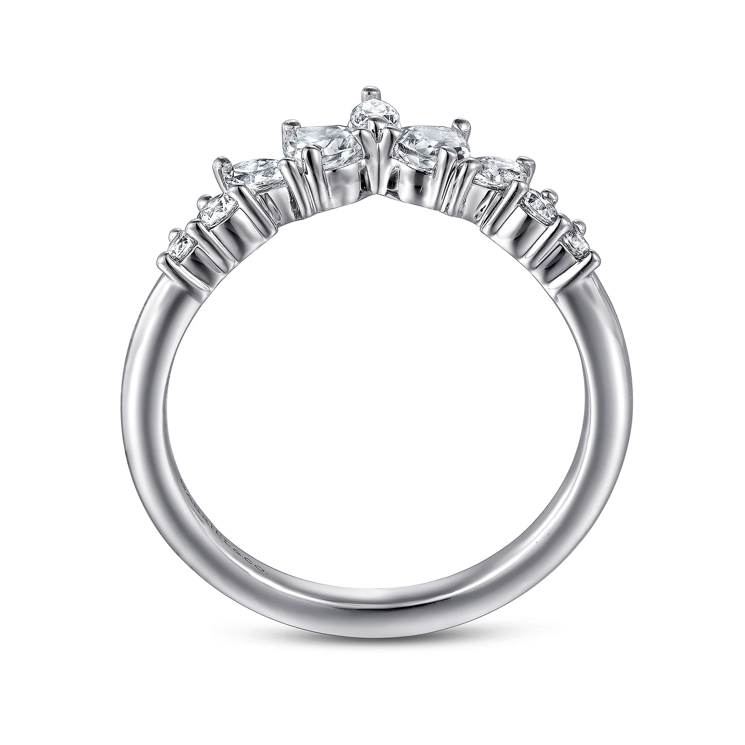 Curved-Shaped and Diamond Anniversary Band in 14K White Gold, photograph 2