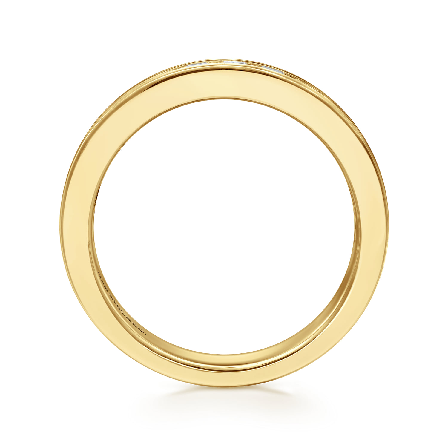 Channel Prong Set Diamond Wedding Band in 14K Yellow Gold, photograph 2