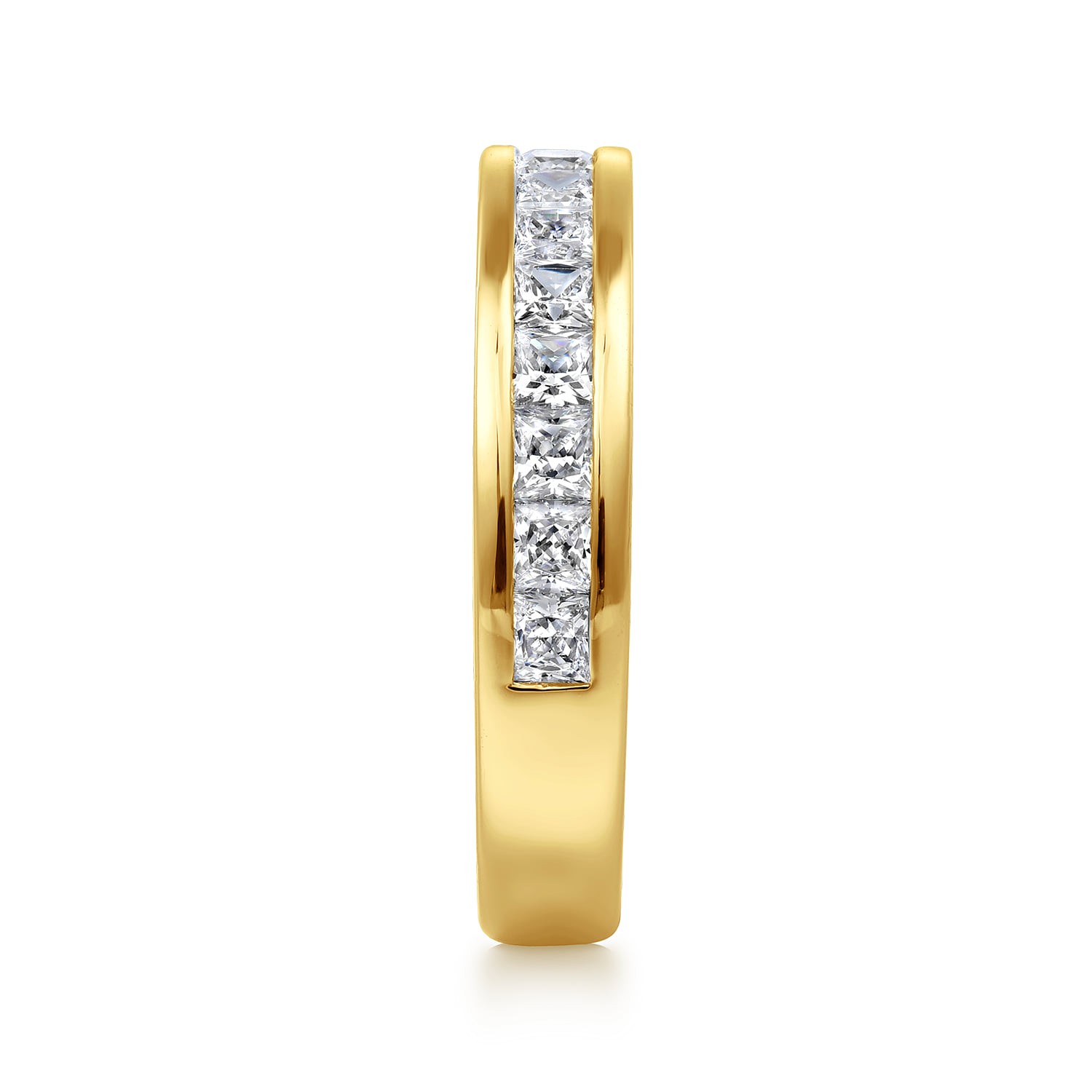 Channel Prong Set Diamond Wedding Band in 14K Yellow Gold, photograph 4