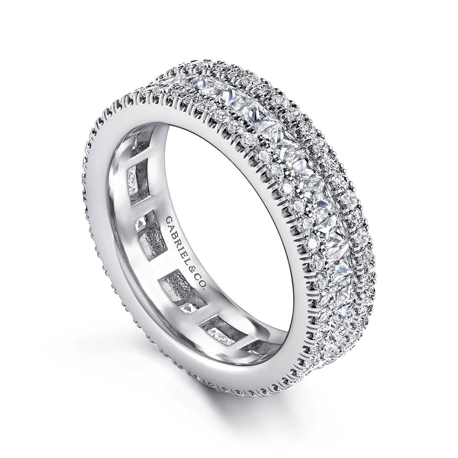 French Pave and Channel Set and Diamond Eternity Band in 14K White Gold, photograph 3
