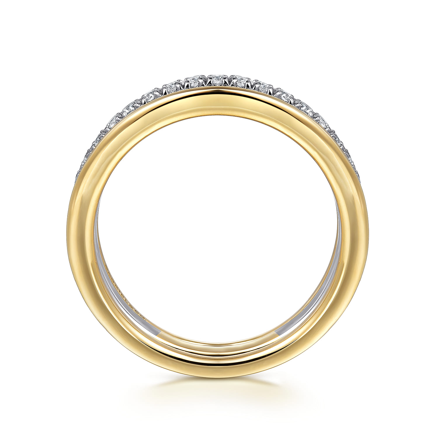 Diamond Wedding Band in 14K White/Yellow Gold, photograph 2