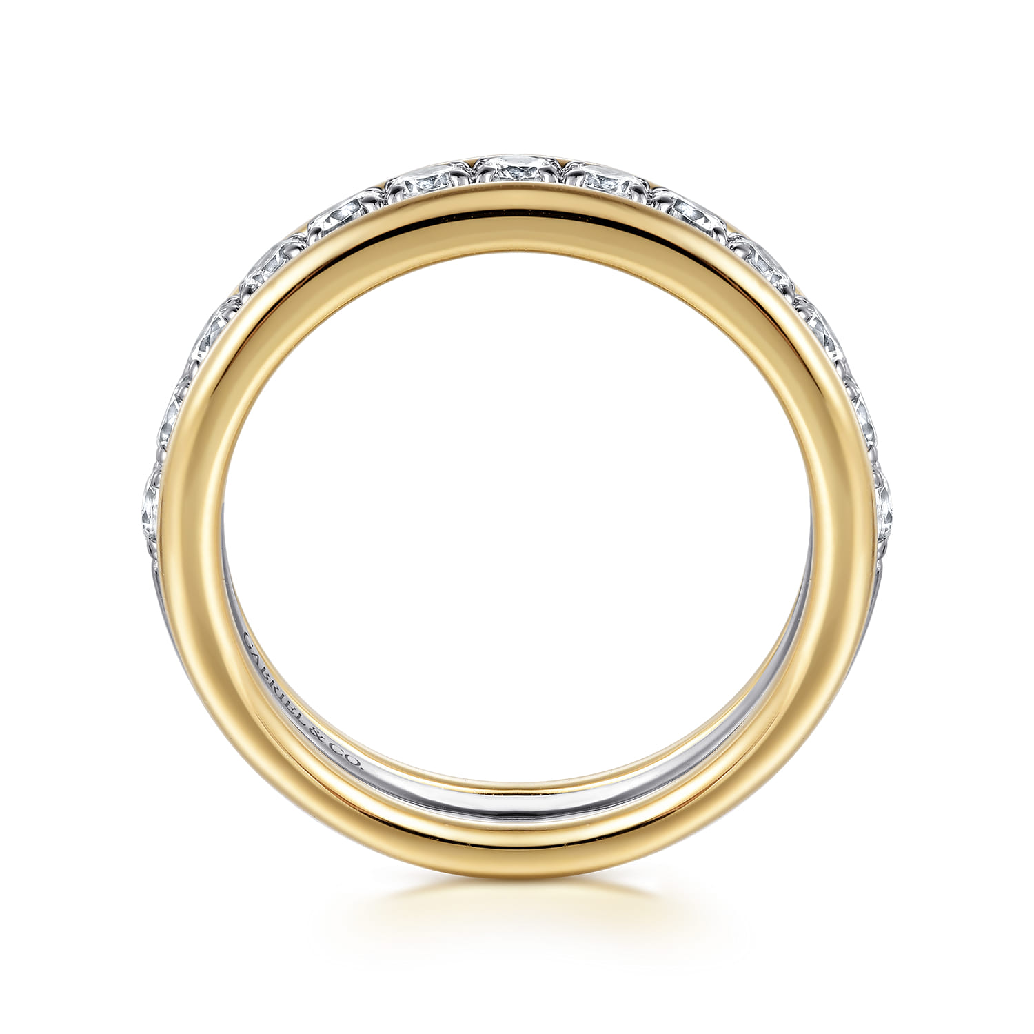 Wide Diamond Anniversary Band in 14K White/Yellow Gold, photograph 2