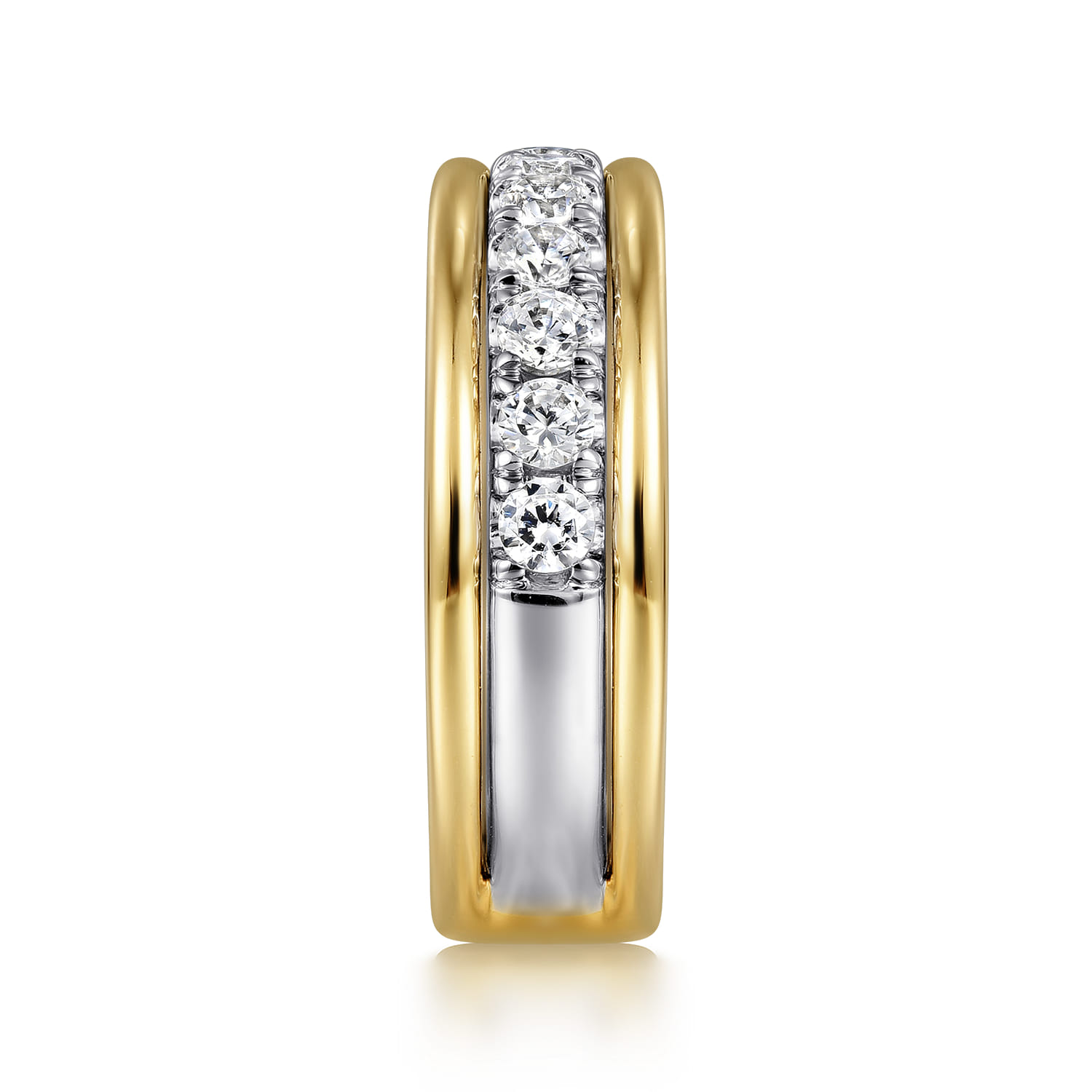 Wide Diamond Anniversary Band in 14K White/Yellow Gold, photograph 4