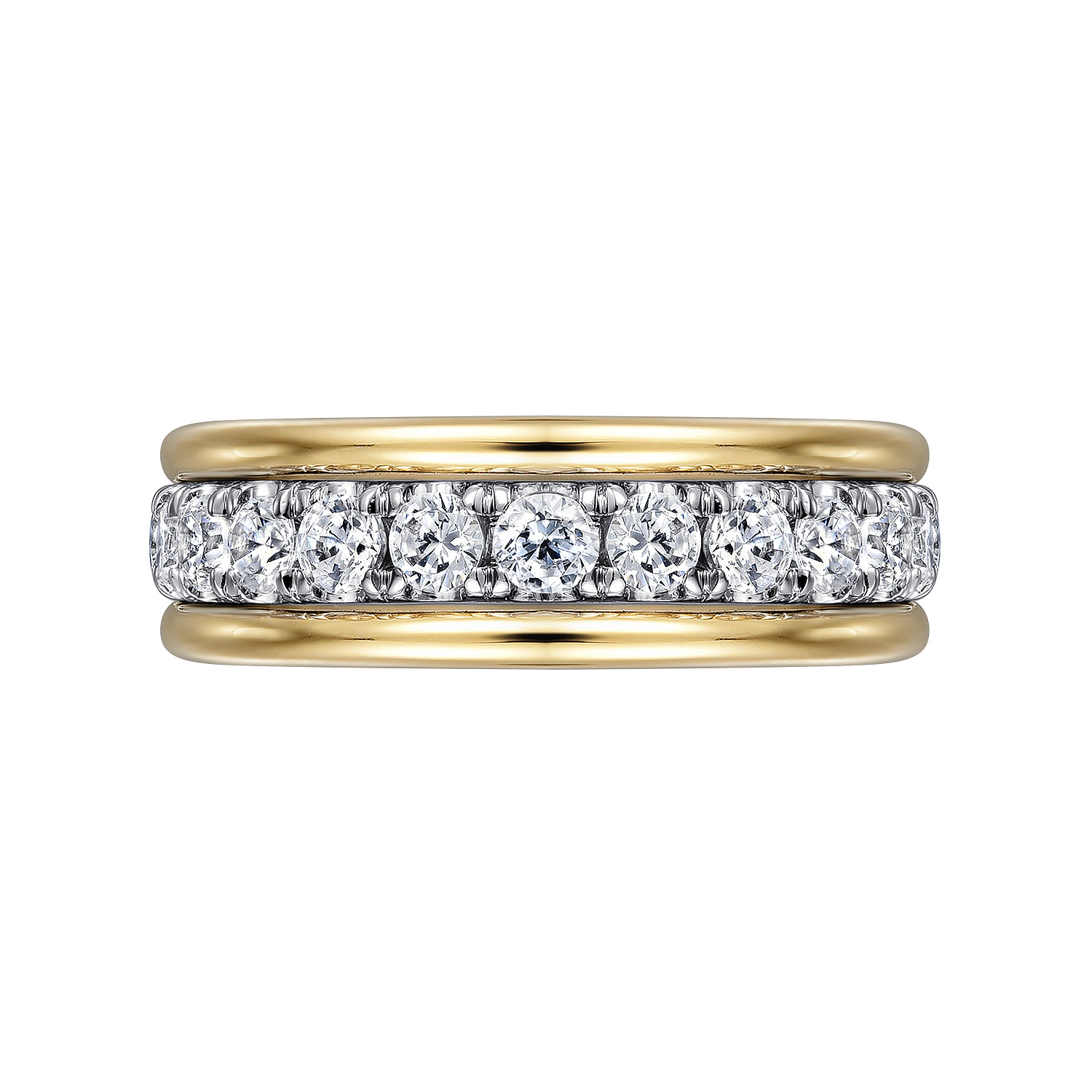 Wide Diamond Anniversary Band in 14K White/Yellow Gold, photograph 6