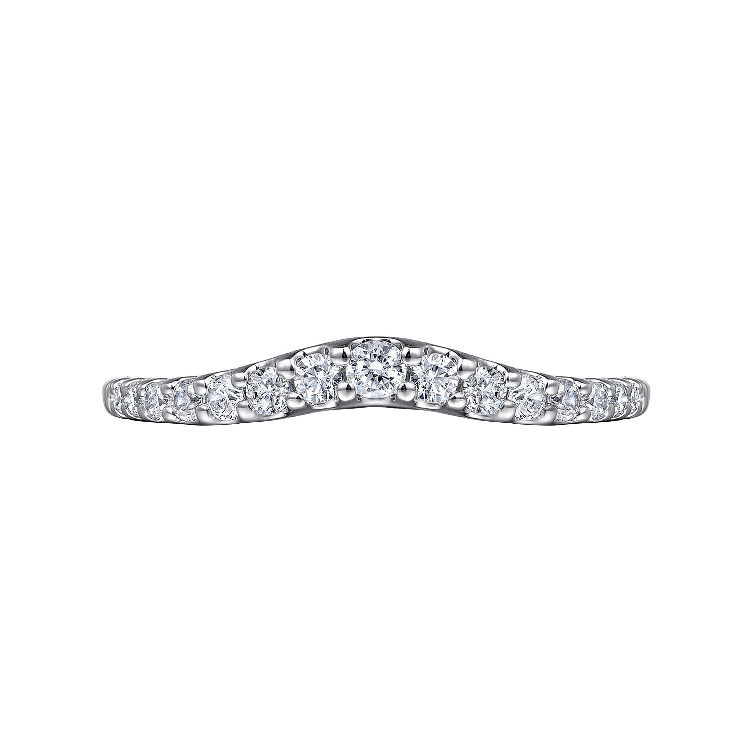 Curved-Diamond Anniversary Band in 14K White Gold, photograph 6