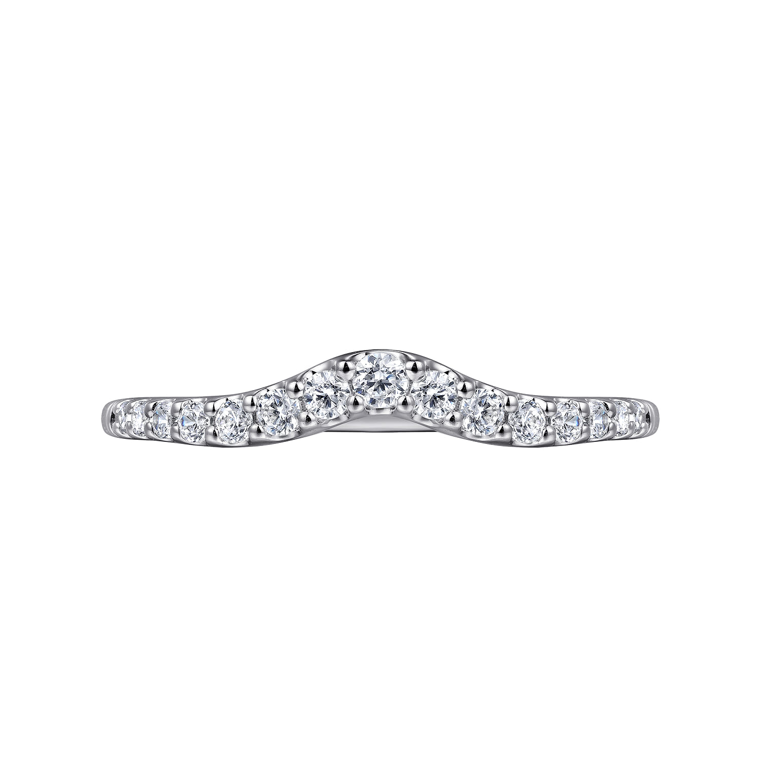 Curved Diamond Anniversary Band in 14K White Gold, photograph 6