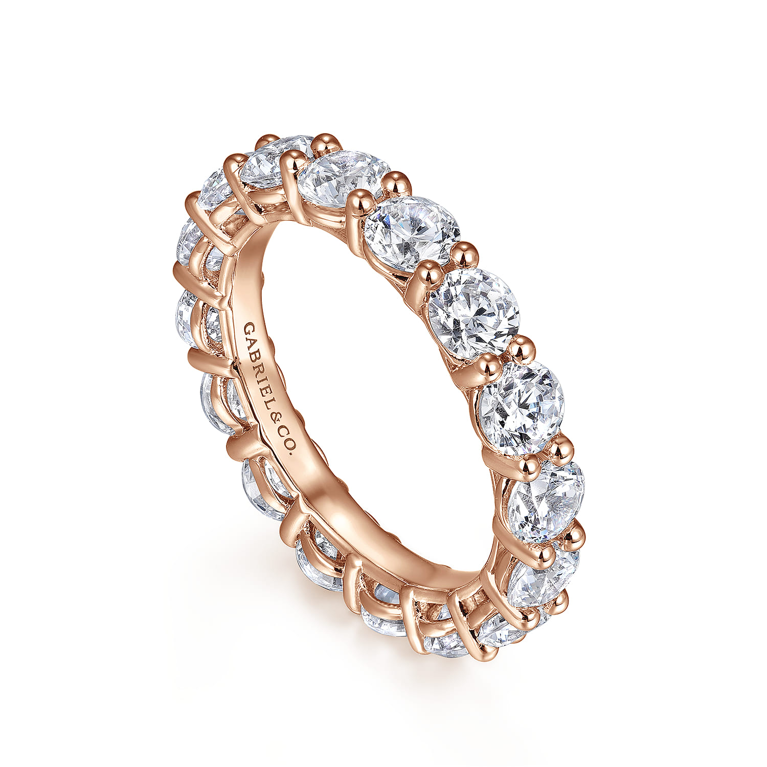 Shared Prong Diamond Eternity Band in 14K Rose Gold, photograph 3