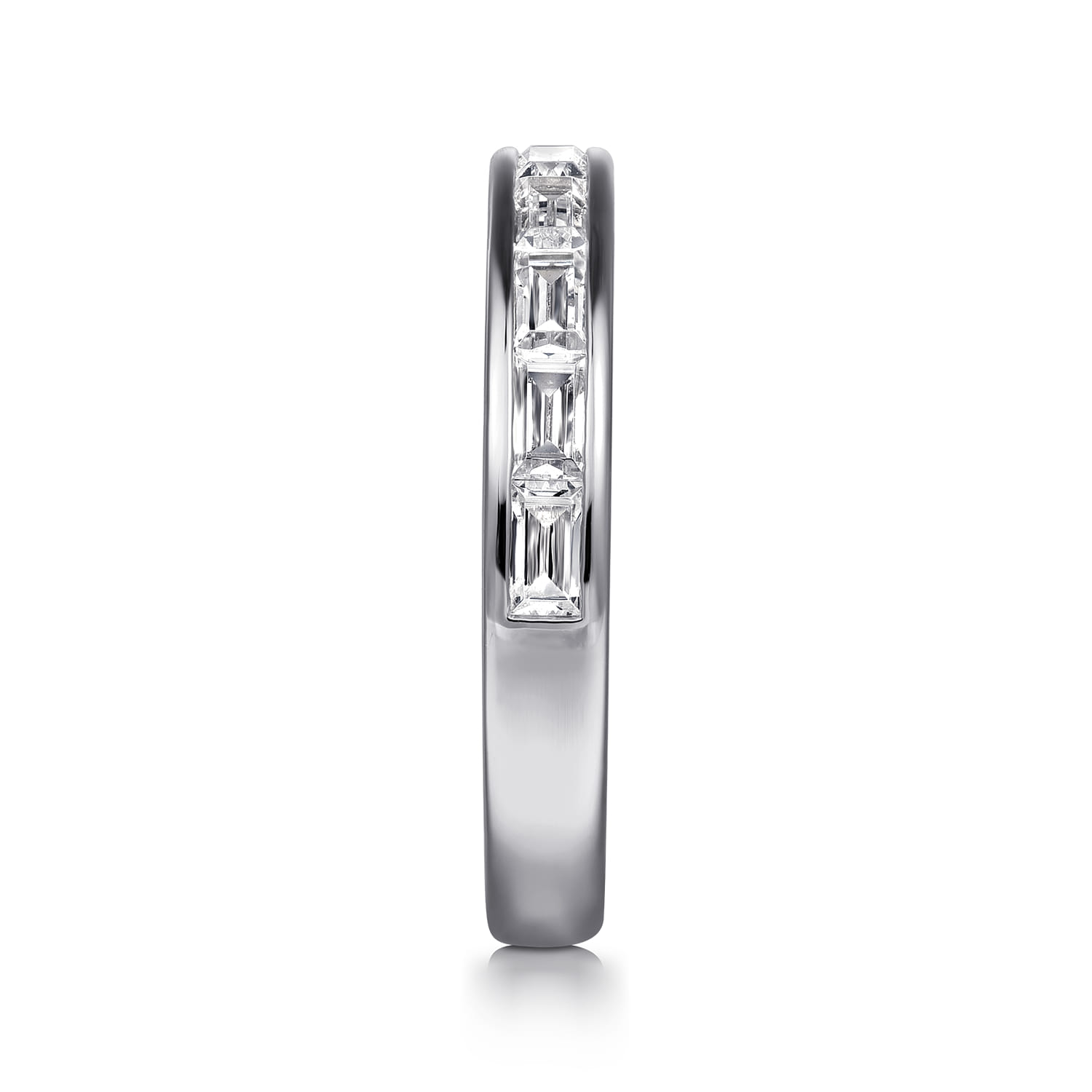 Channel Set Baguette Diamond Anniversary Band in 14K White Gold, photograph 4