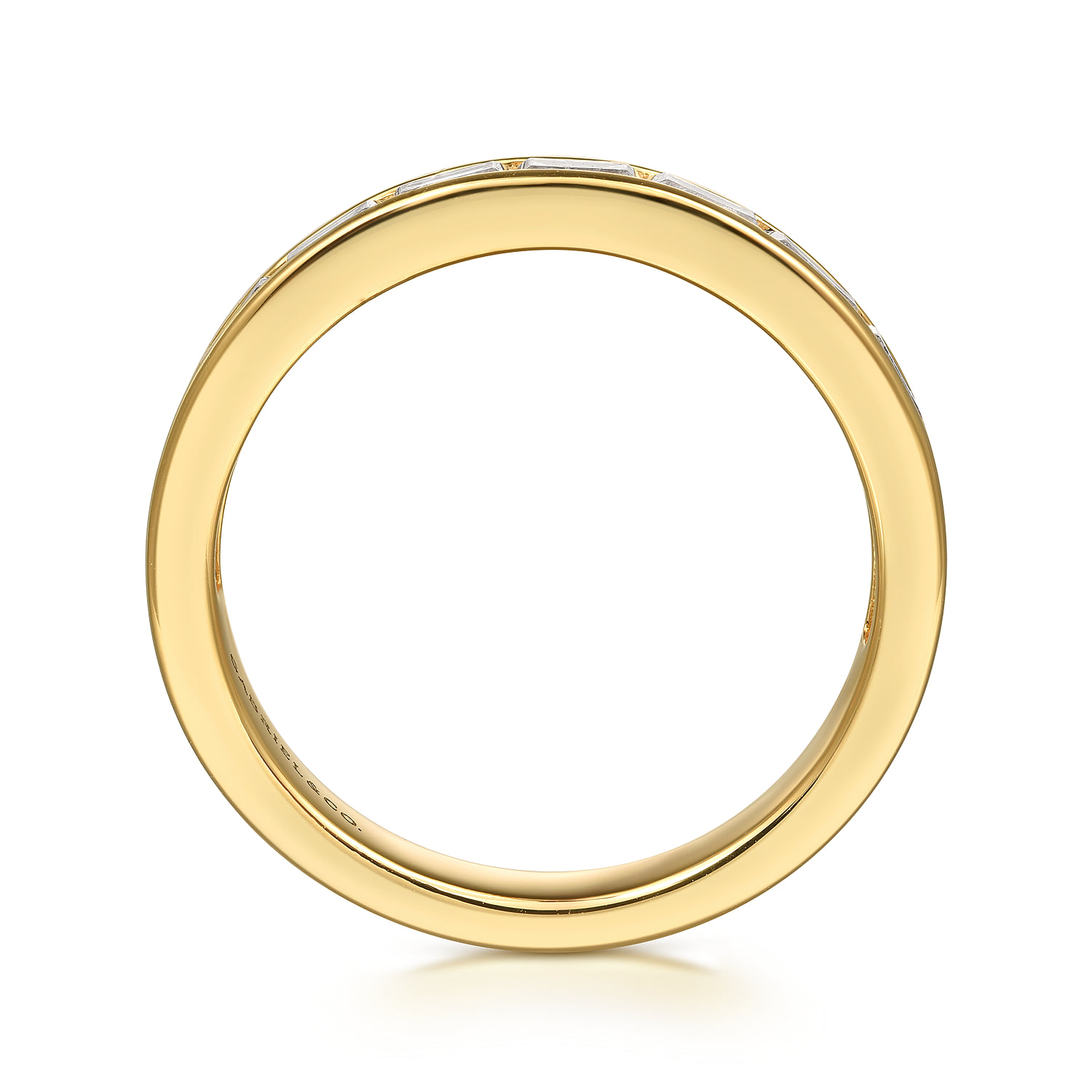 Channel Set Baguette Diamond Anniversary Band in 14K Yellow Gold, photograph 2