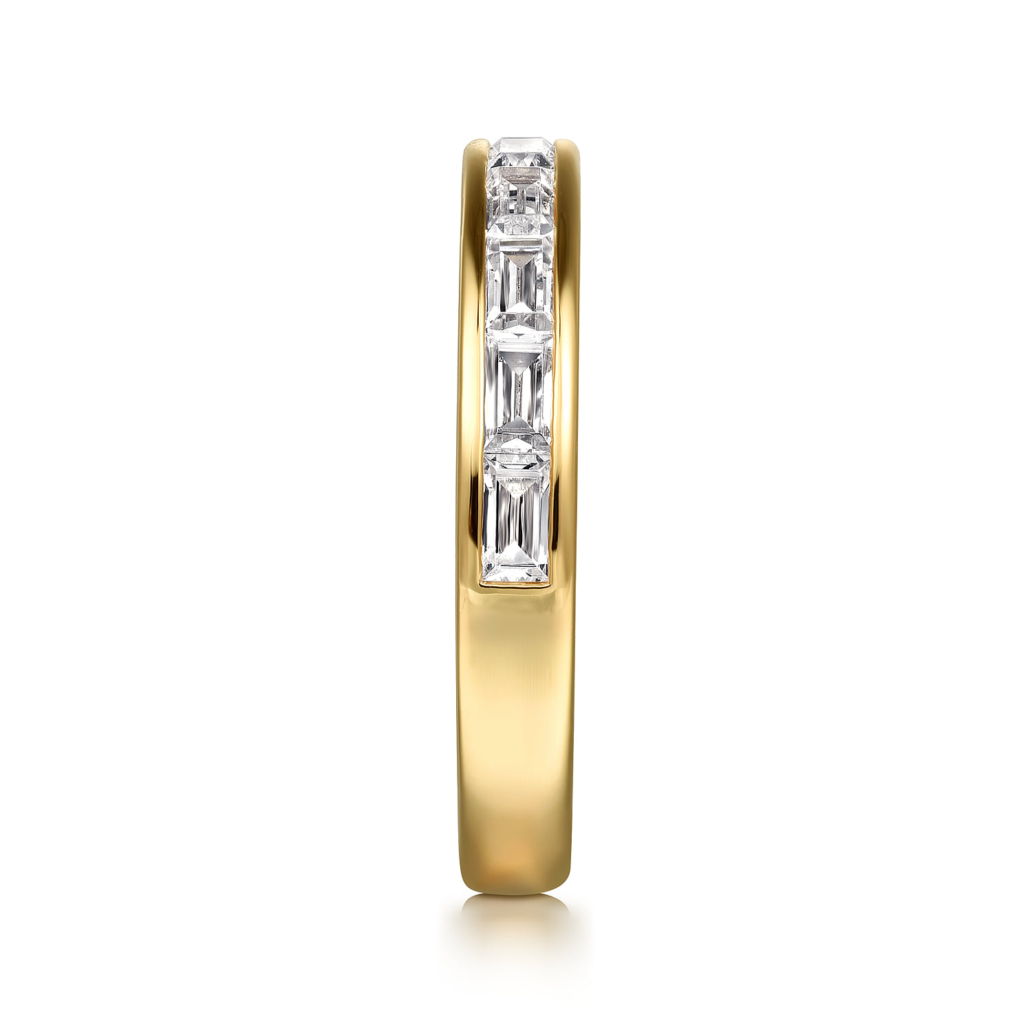 Channel Set Baguette Diamond Anniversary Band in 14K Yellow Gold, photograph 4