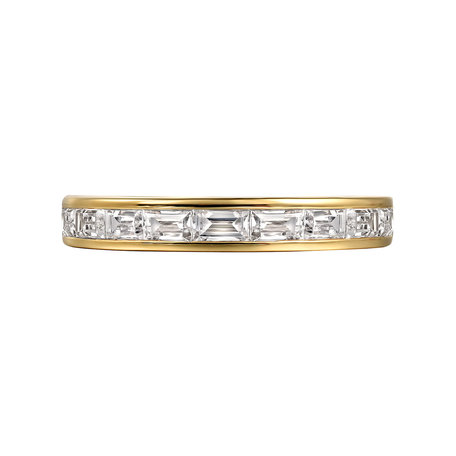 Channel Set Baguette Diamond Anniversary Band in 14K Yellow Gold, photograph 6