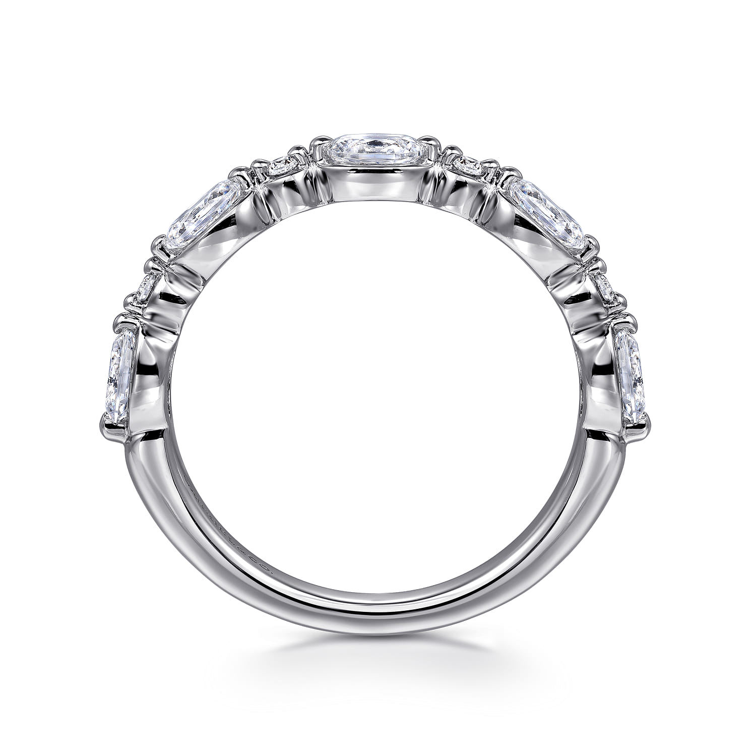 Bezel Set and Diamond Anniversary Band in 14K White Gold, photograph 2