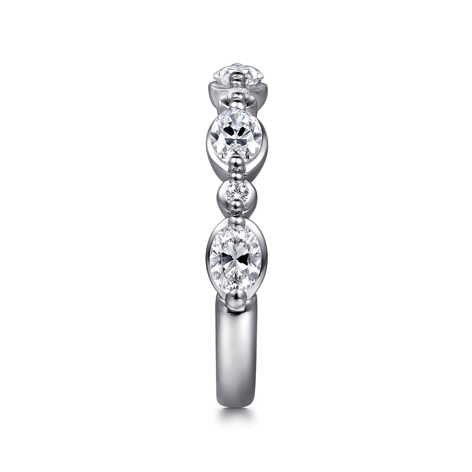 Bezel Set and Diamond Anniversary Band in 14K White Gold, photograph 4