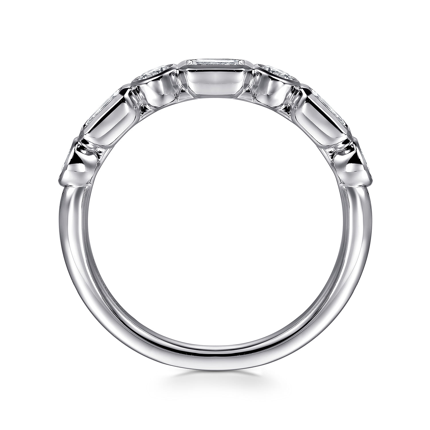 Bezel Set and Diamond Anniversary Band in 14K White Gold, photograph 2