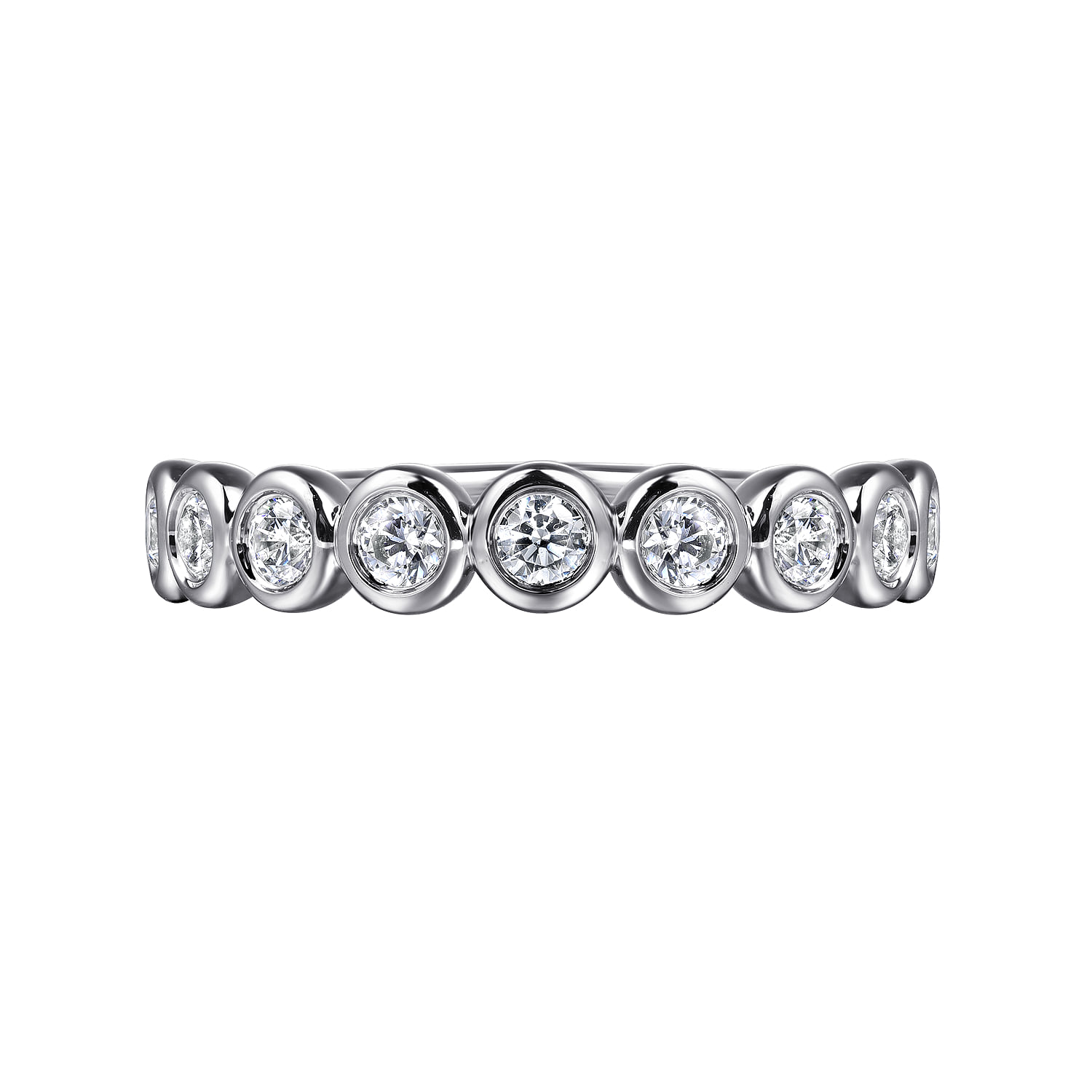 Bezel Set Diamond Anniversary Band in 14K White Gold, photograph 6