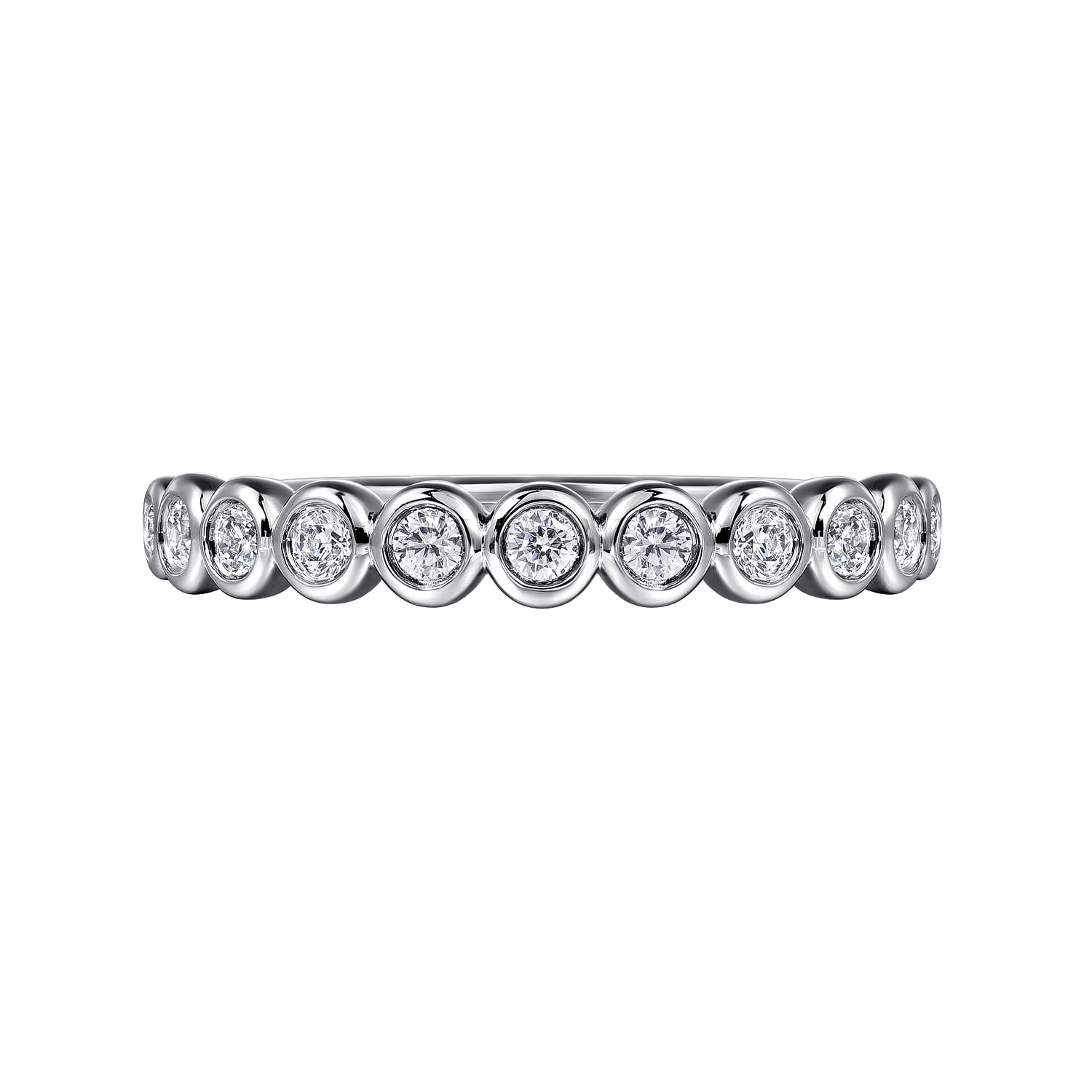Bezel Set Diamond Anniversary Band in 14K White Gold, photograph 6
