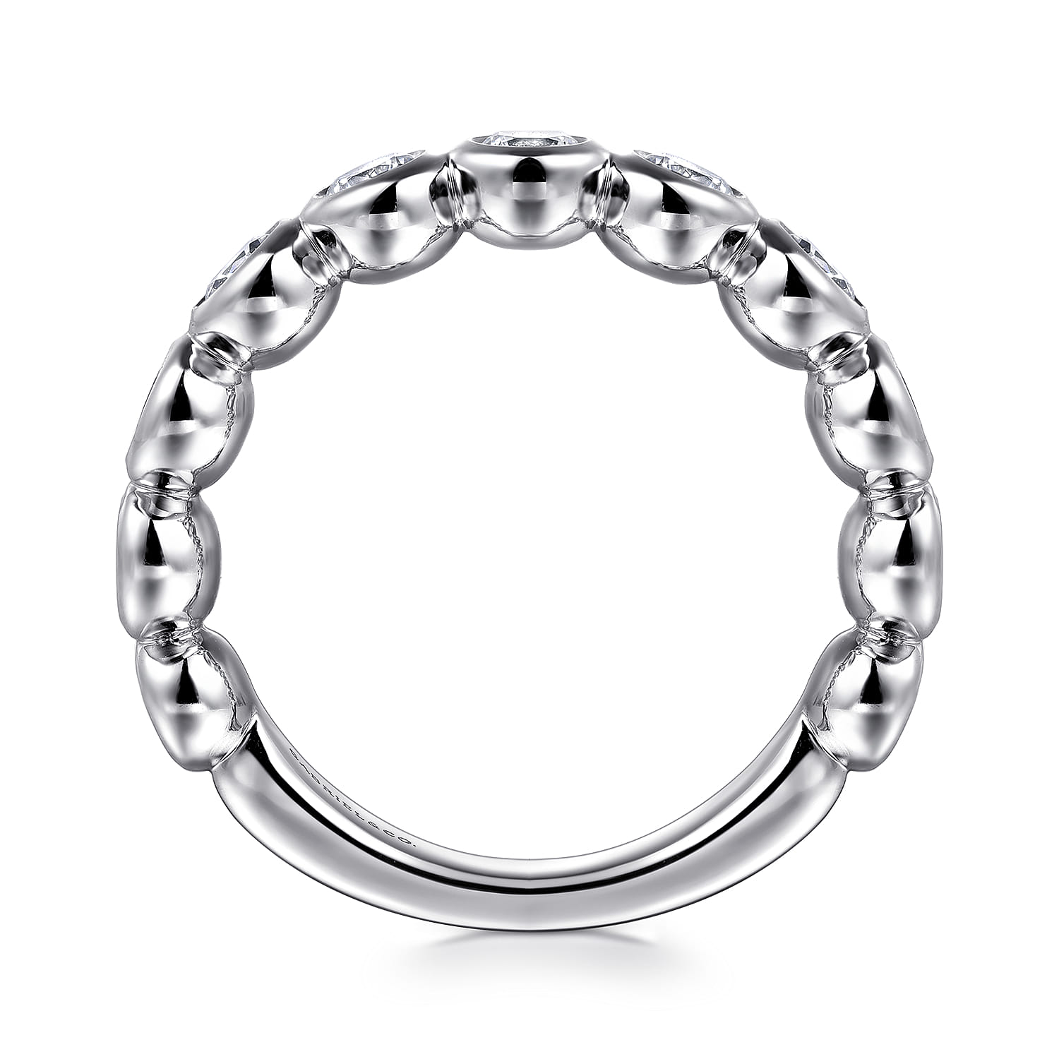 Bezel Set Diamond Anniversary Band in 14K White Gold, photograph 2