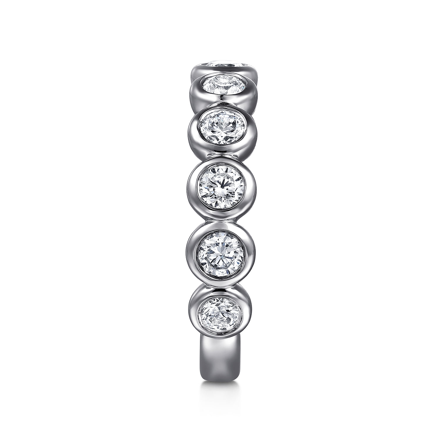 Bezel Set Diamond Anniversary Band in 14K White Gold, photograph 4