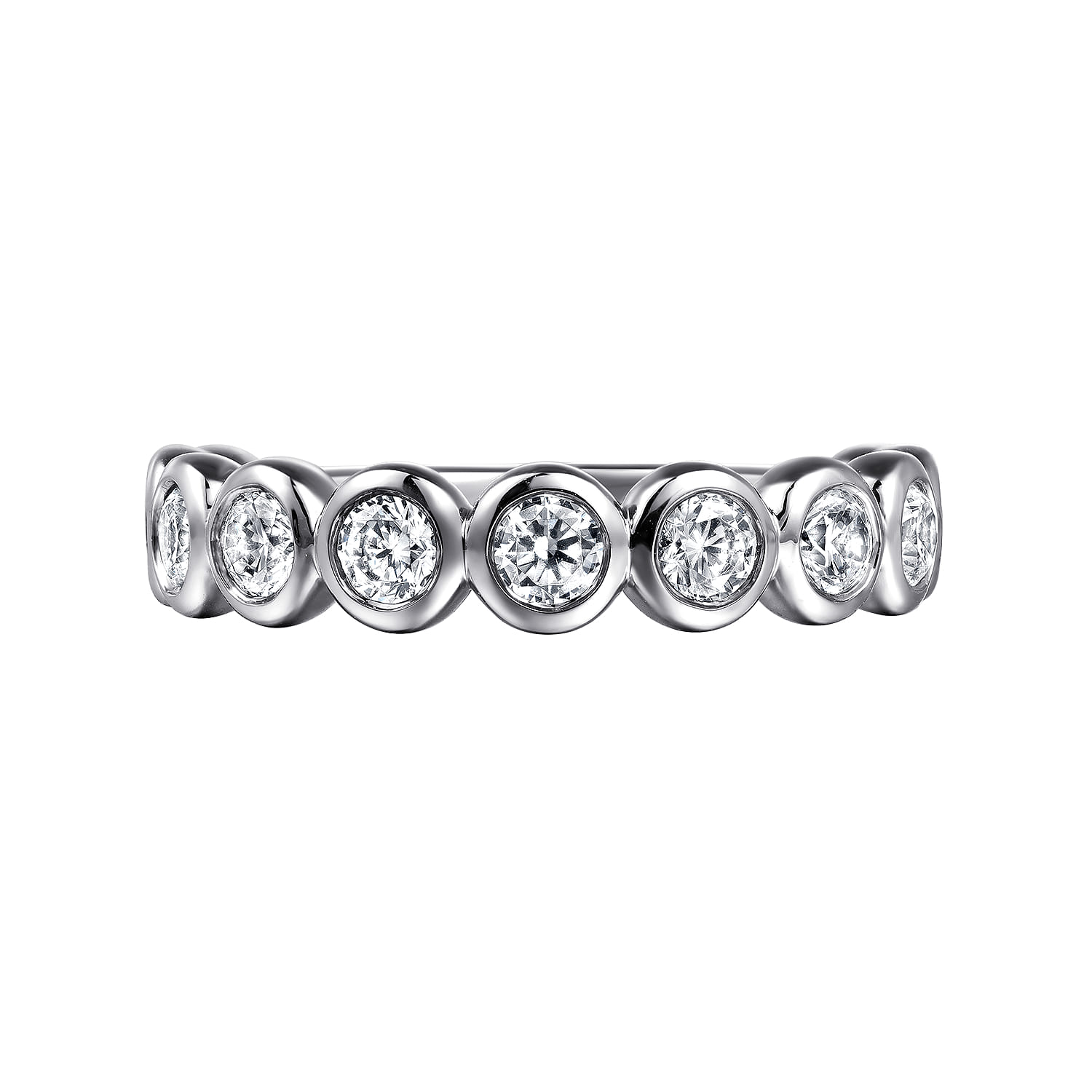Bezel Set Diamond Anniversary Band in 14K White Gold, photograph 6