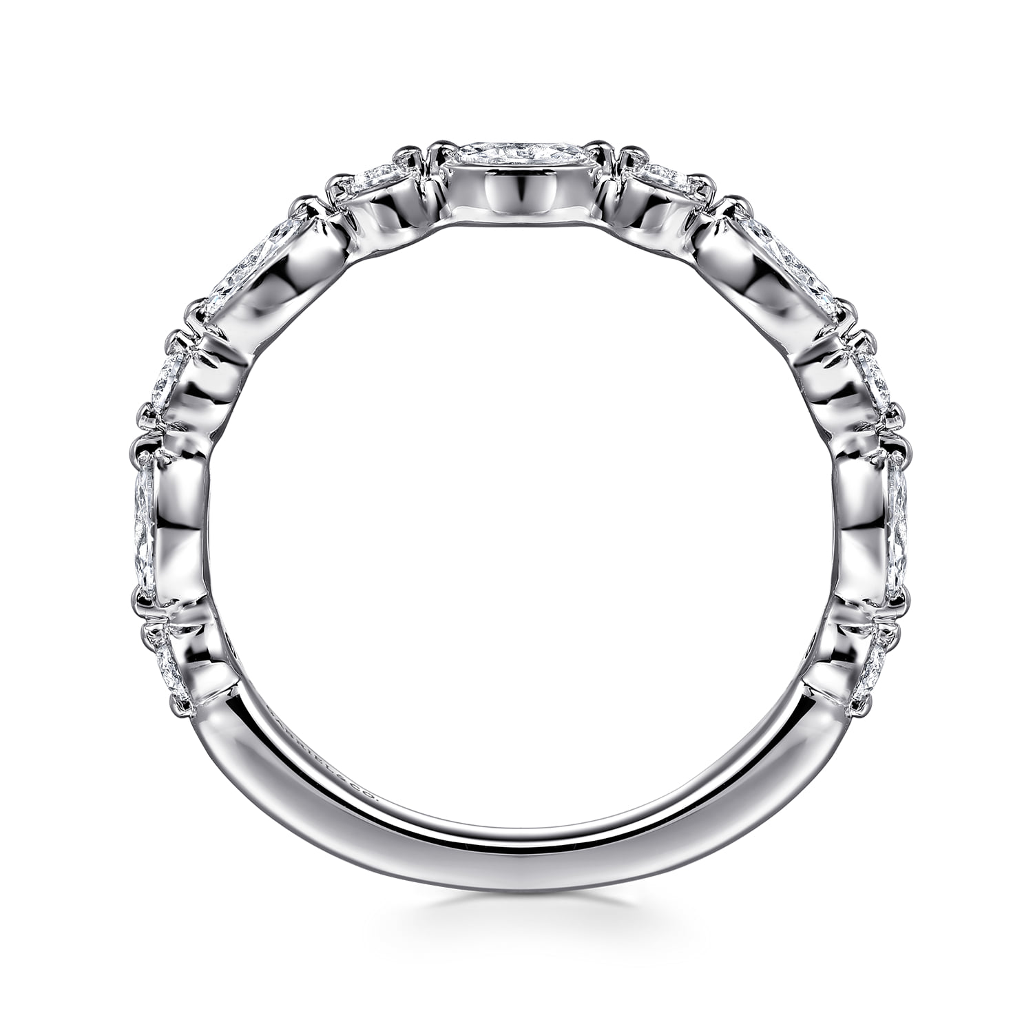 Vintage Inspired and Diamond Anniversary Band in 14K White Gold, photograph 2