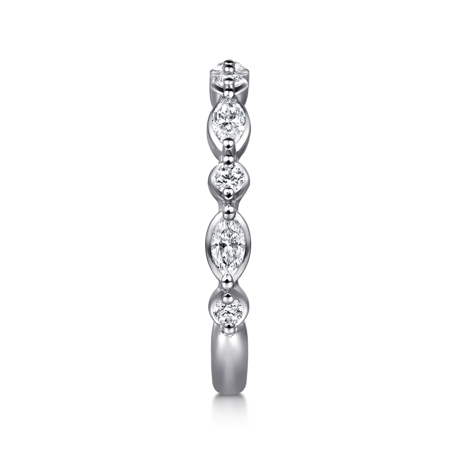 Vintage Inspired and Diamond Anniversary Band in 14K White Gold, photograph 4