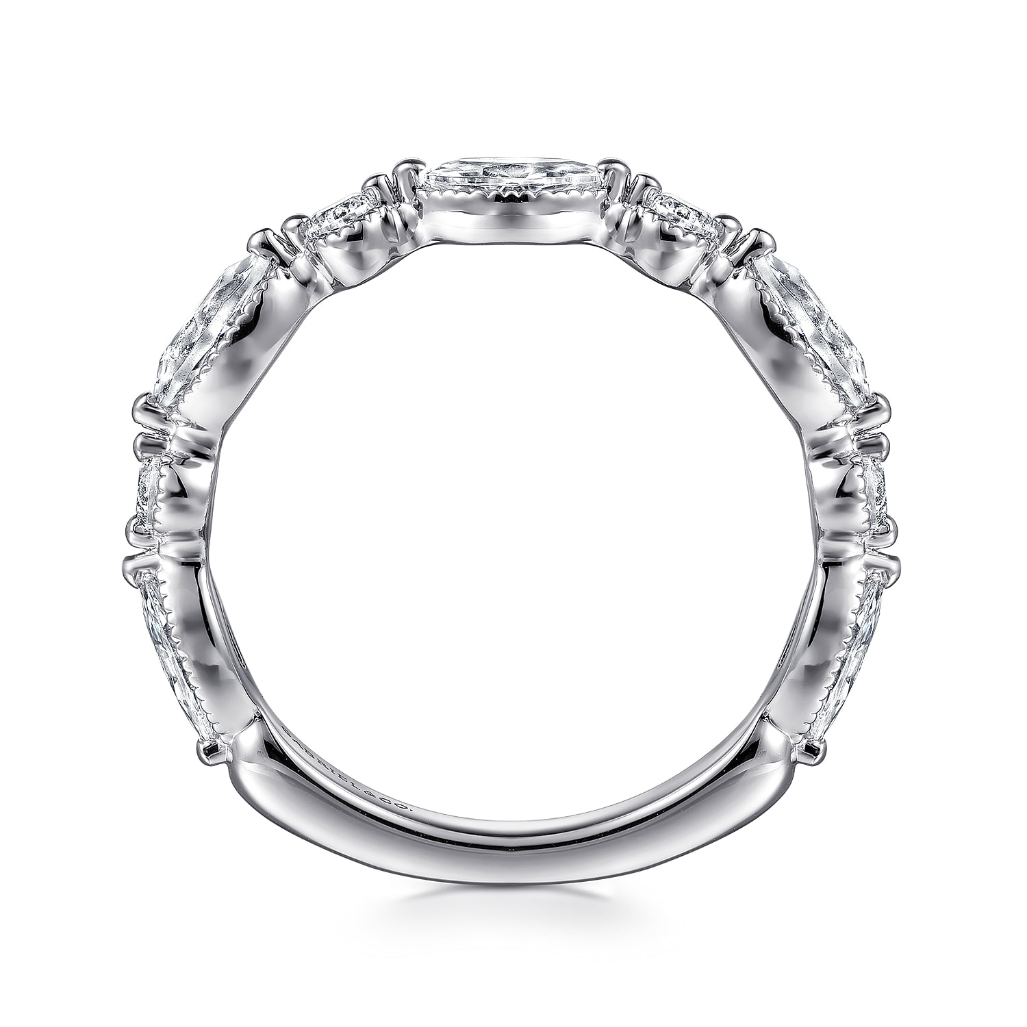 Vintage Inspired and Diamond Anniversary Band in 14K White Gold, photograph 2