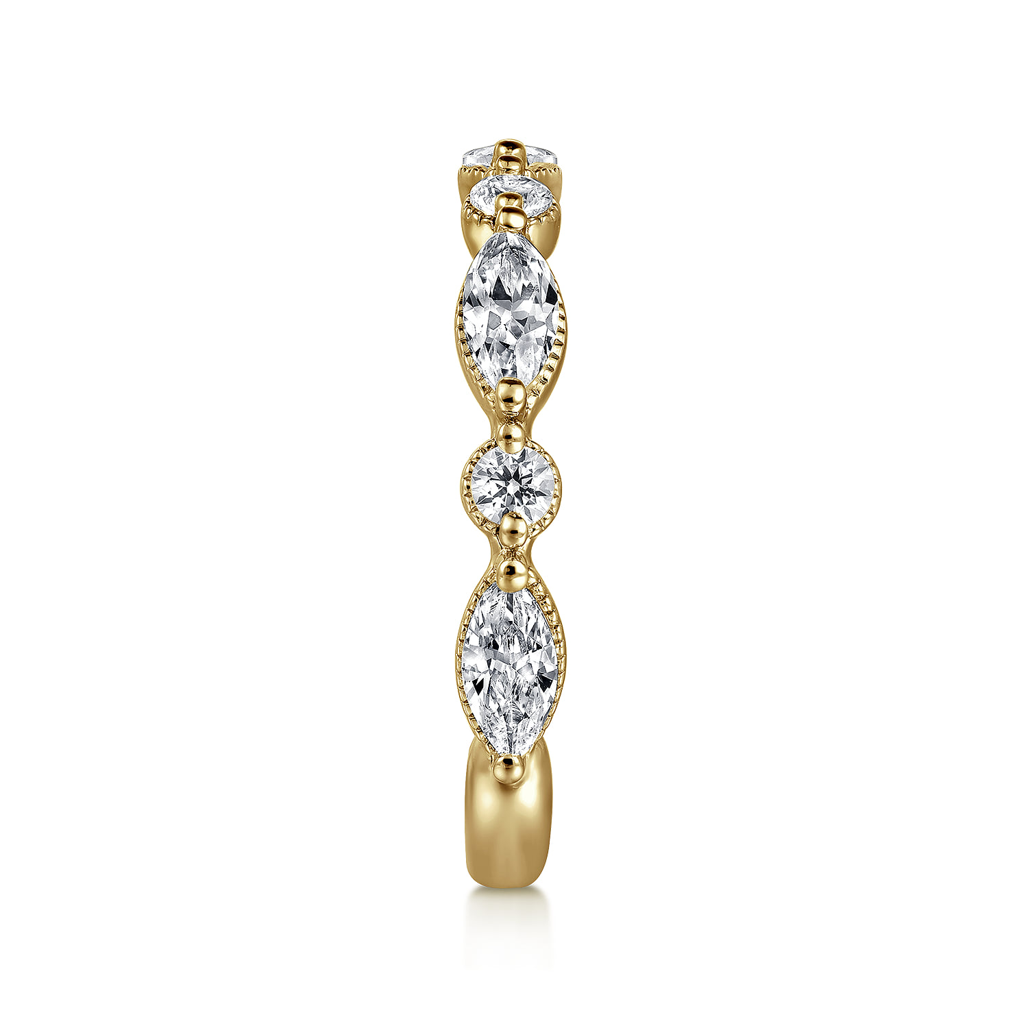 Double Prongs and Diamond Anniversary Band in 14K Yellow Gold, photograph 4
