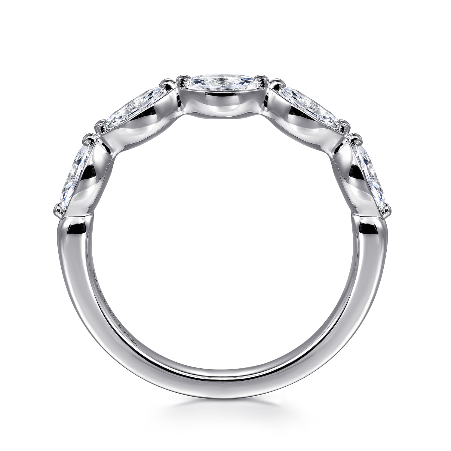 Bezel Set Diamond Anniversary Band in 14K White Gold, photograph 2