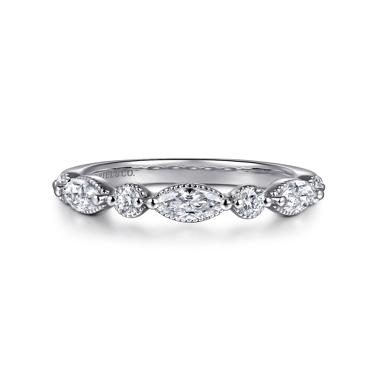 and Diamond Anniversary Band in 14K White Gold